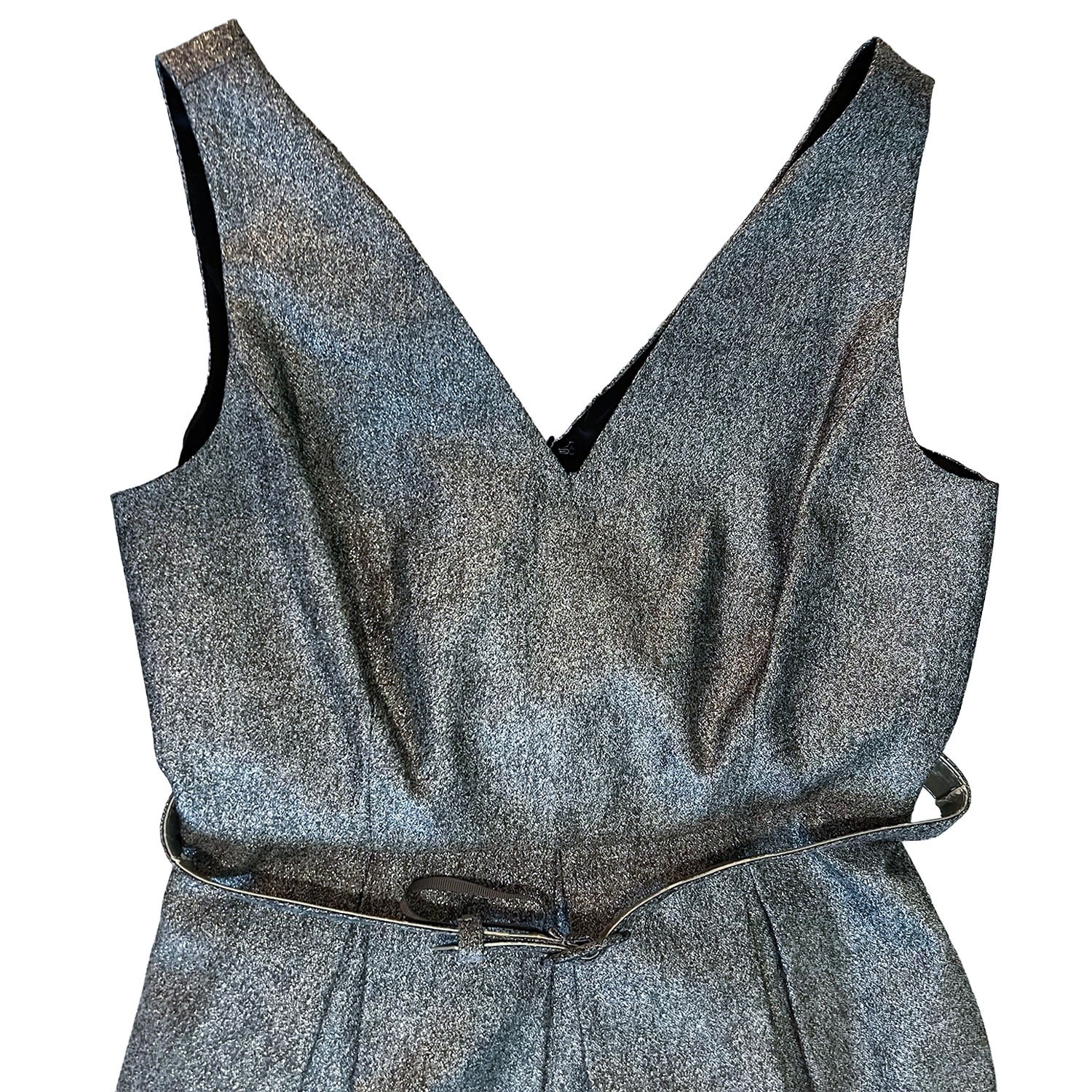White House Black Market Metallic Silver Tulip Dress NWT 4P Cocktail Party