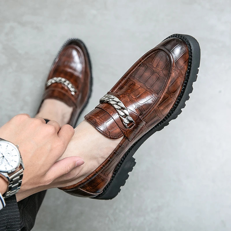 Comfortable Chain Wholesale Casual Formal Slip on Men Dress Leather Shoes