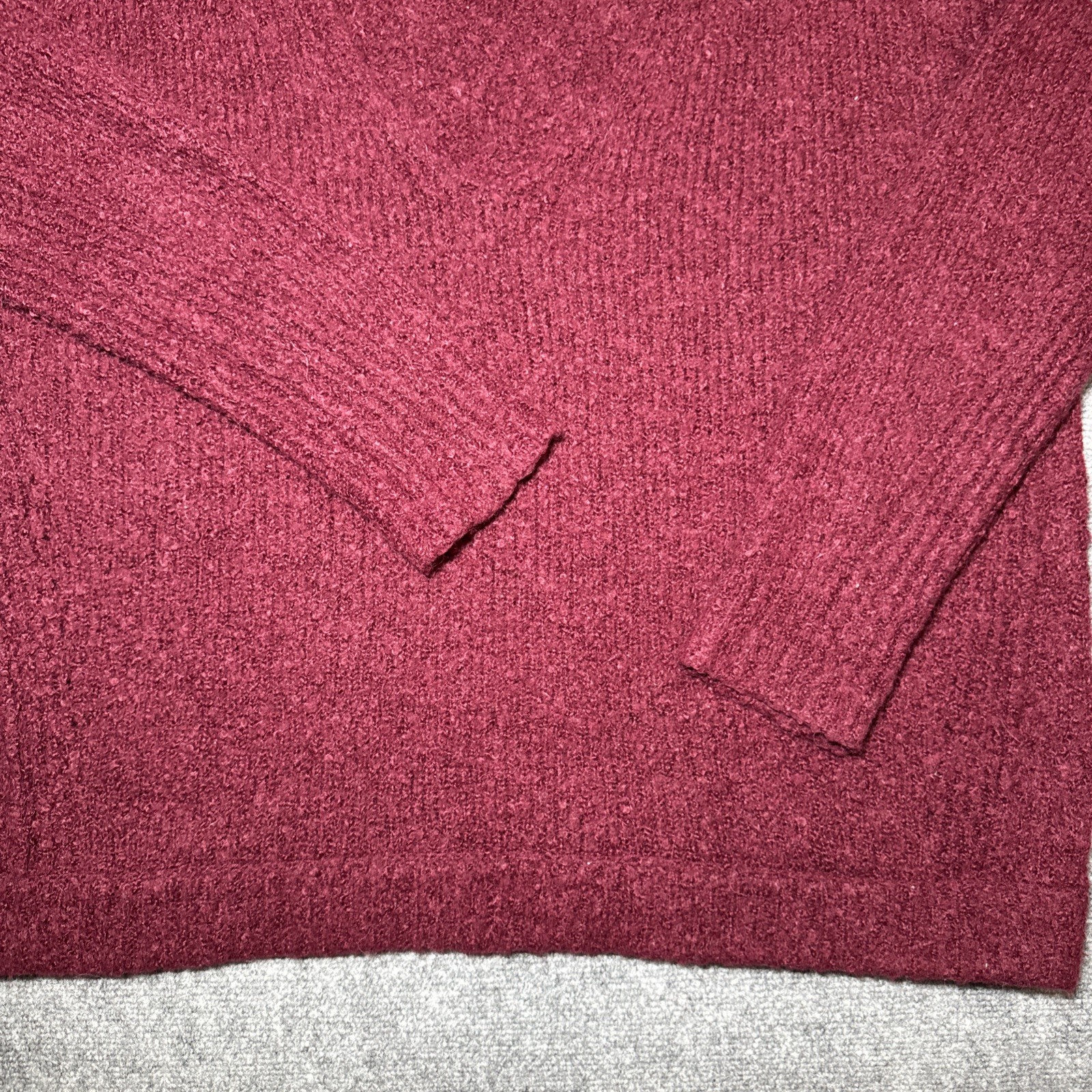 Free People Alpaca Blend Oversized V Neck Long Sleeve Sweater Womens S Burgundy