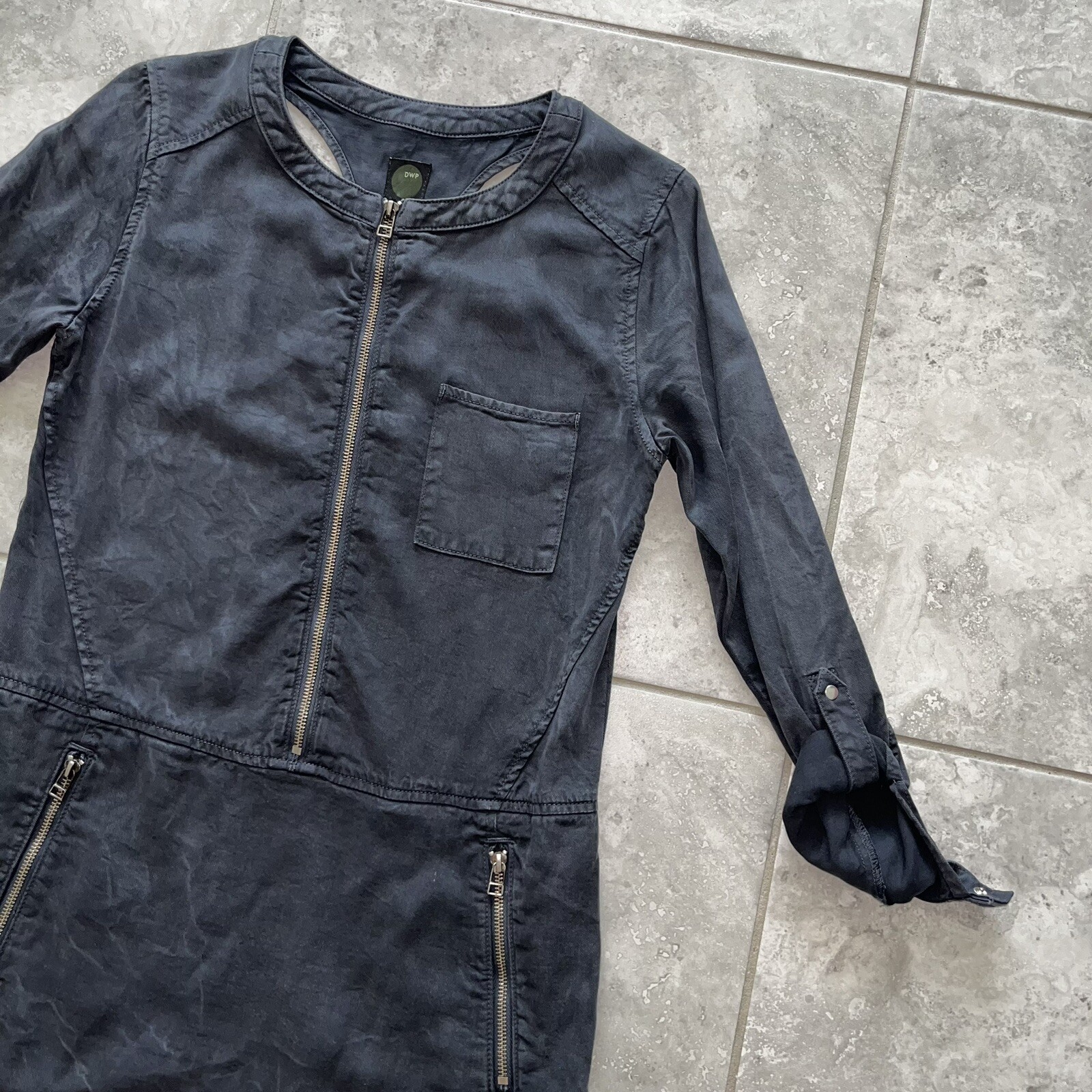 Design with Purpose DWP Vintage Ash Gray Chambray Tegan Shirt Dress Revolve S