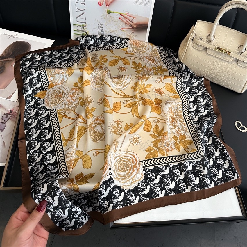 100% Silk-Feel Polyester Scarf 70x70cm Women’s Square Neck, Head, Hair Wrap