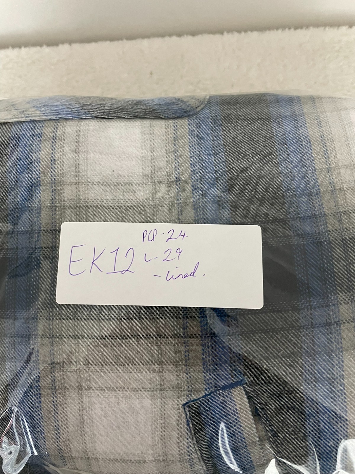 Men’s Lined Plaid Collared Flannel Shacket Jacket Size L Large Button Up Pocket