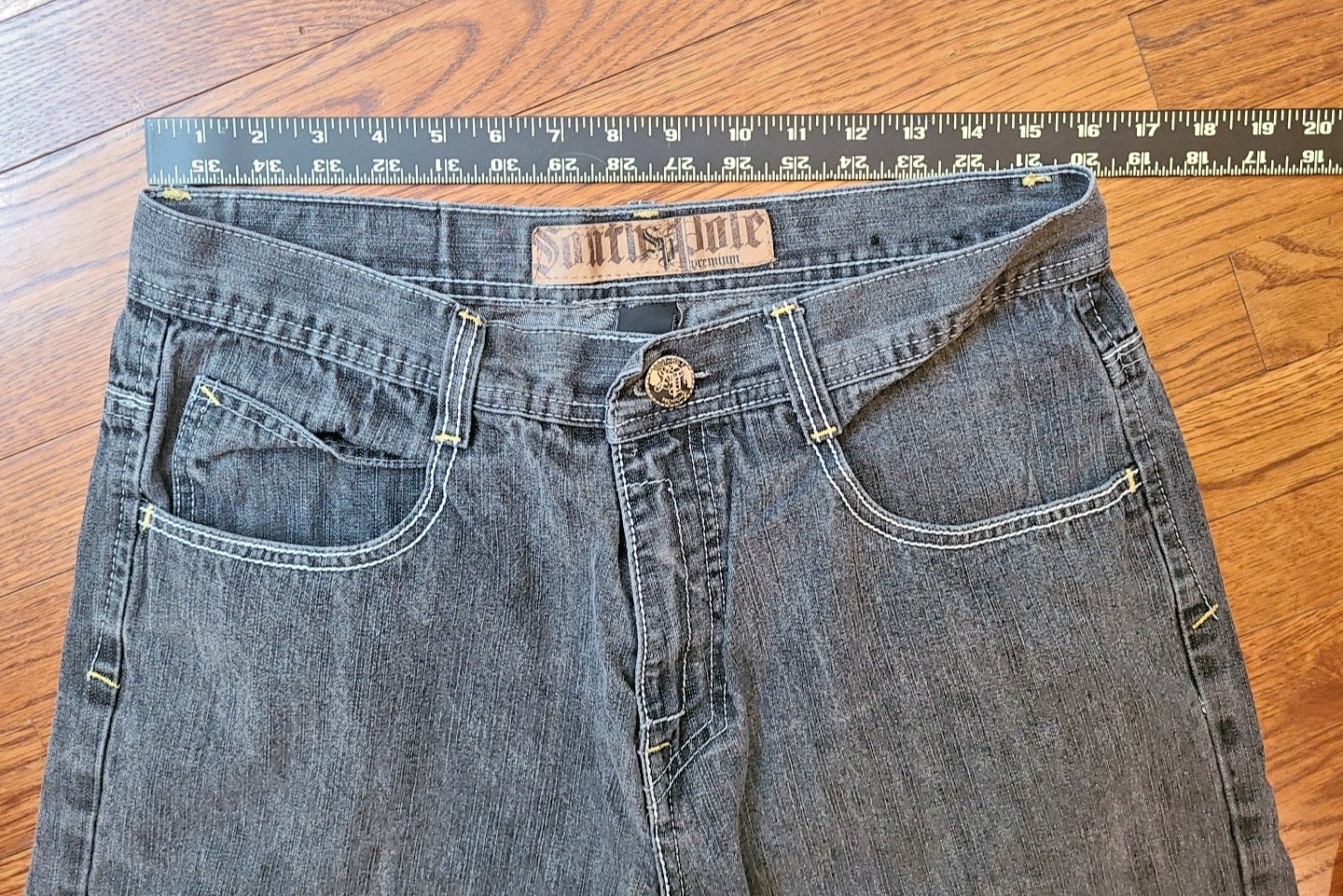 Vtg South Pole Baggy Jeans Y2K 32×29.5 Skate Grunge Hip Hop 90s Black Embroidery