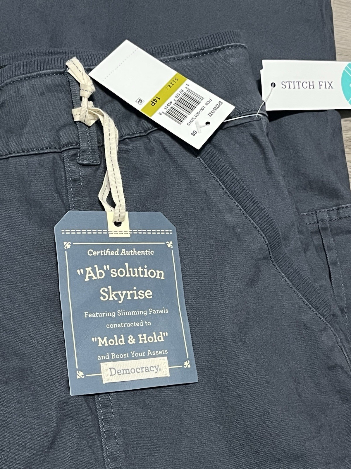 NEW Democracy Size 14P Ab solution Skyrise Utility Pants gray Cargo Slimming