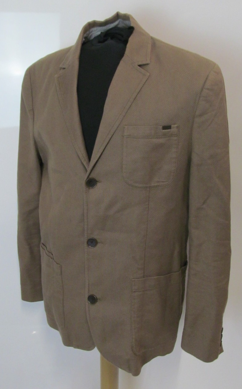Timberland Men’s Button-up Blazer Dark-Beige Jacket With Pockets UK Size Large