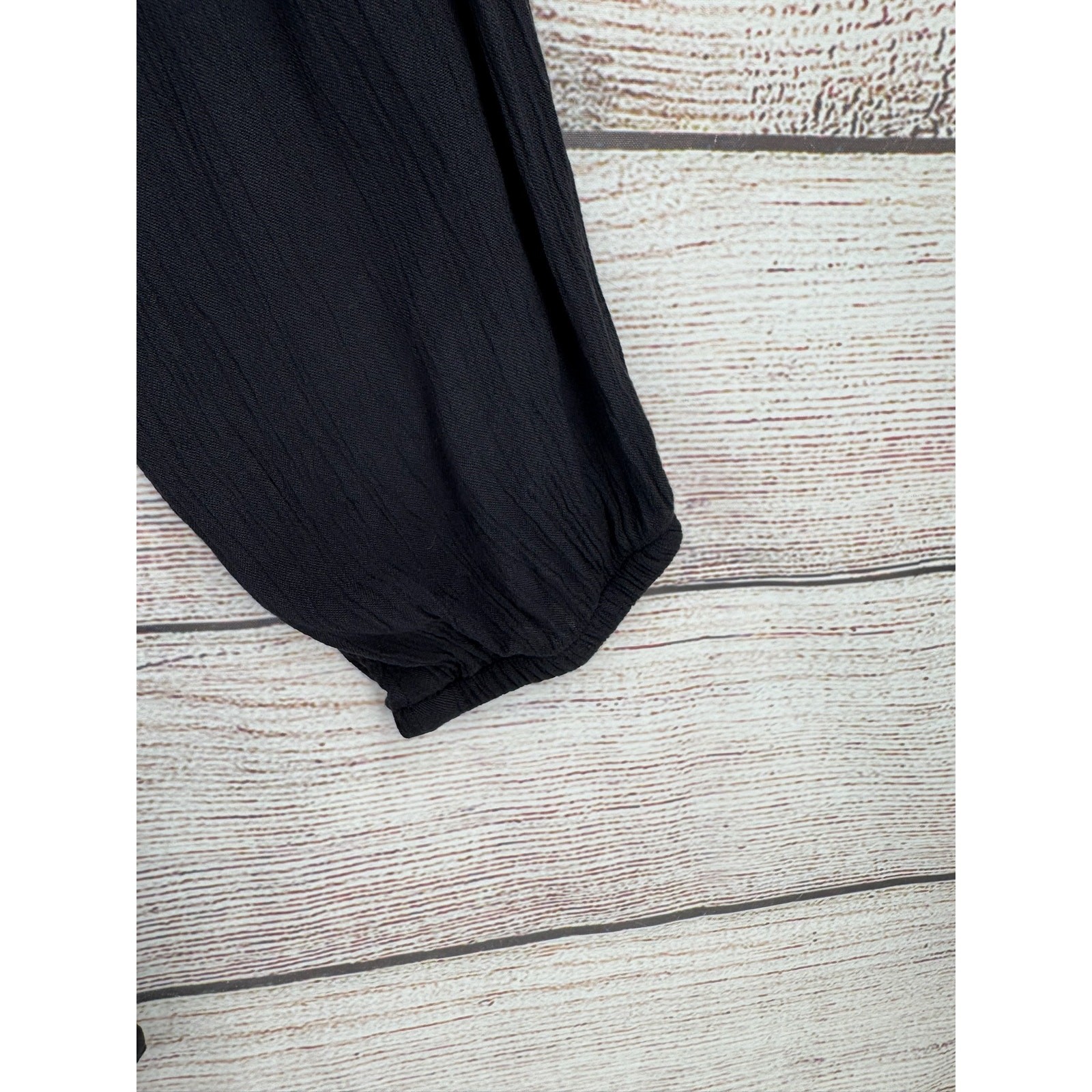 prAna Organic Cotton Button Down Tunic Shirt Womens Medium Black Stretch Pockets