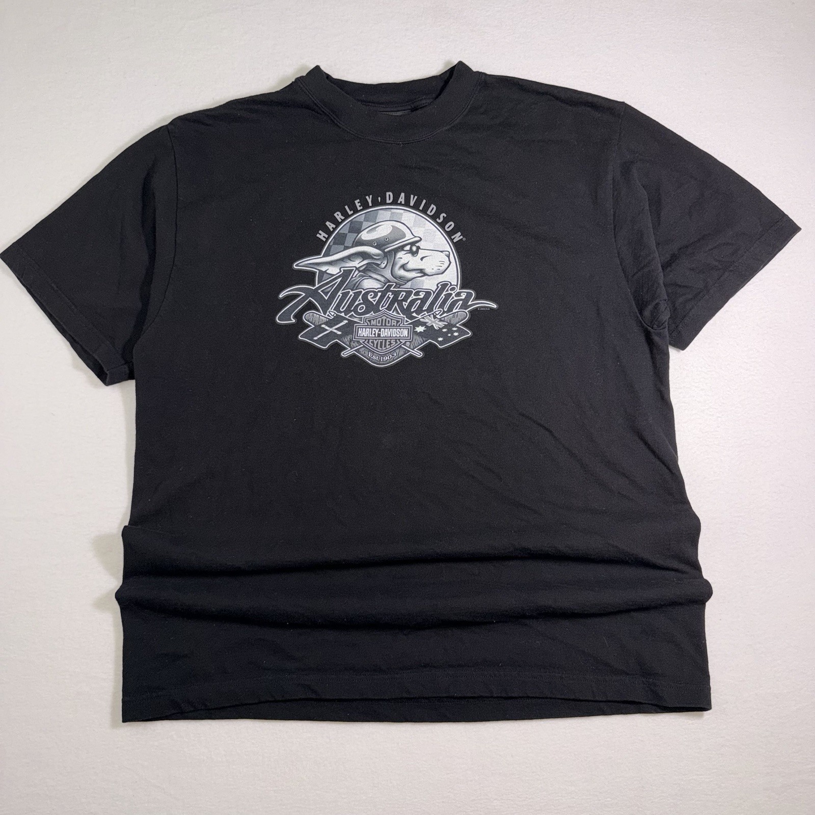 Vintage 2005 Harley Davidson Australia T Shirt Black Eagle Biker Motorcycle XXL