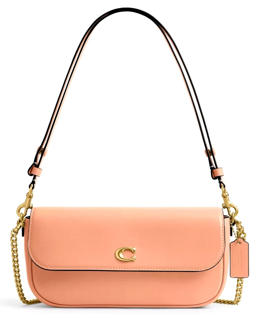 Coach Brook Flap Chain Bag 9.75″ x 4.75″ x 2.25″ CAN90 2 Straps Leather Peach