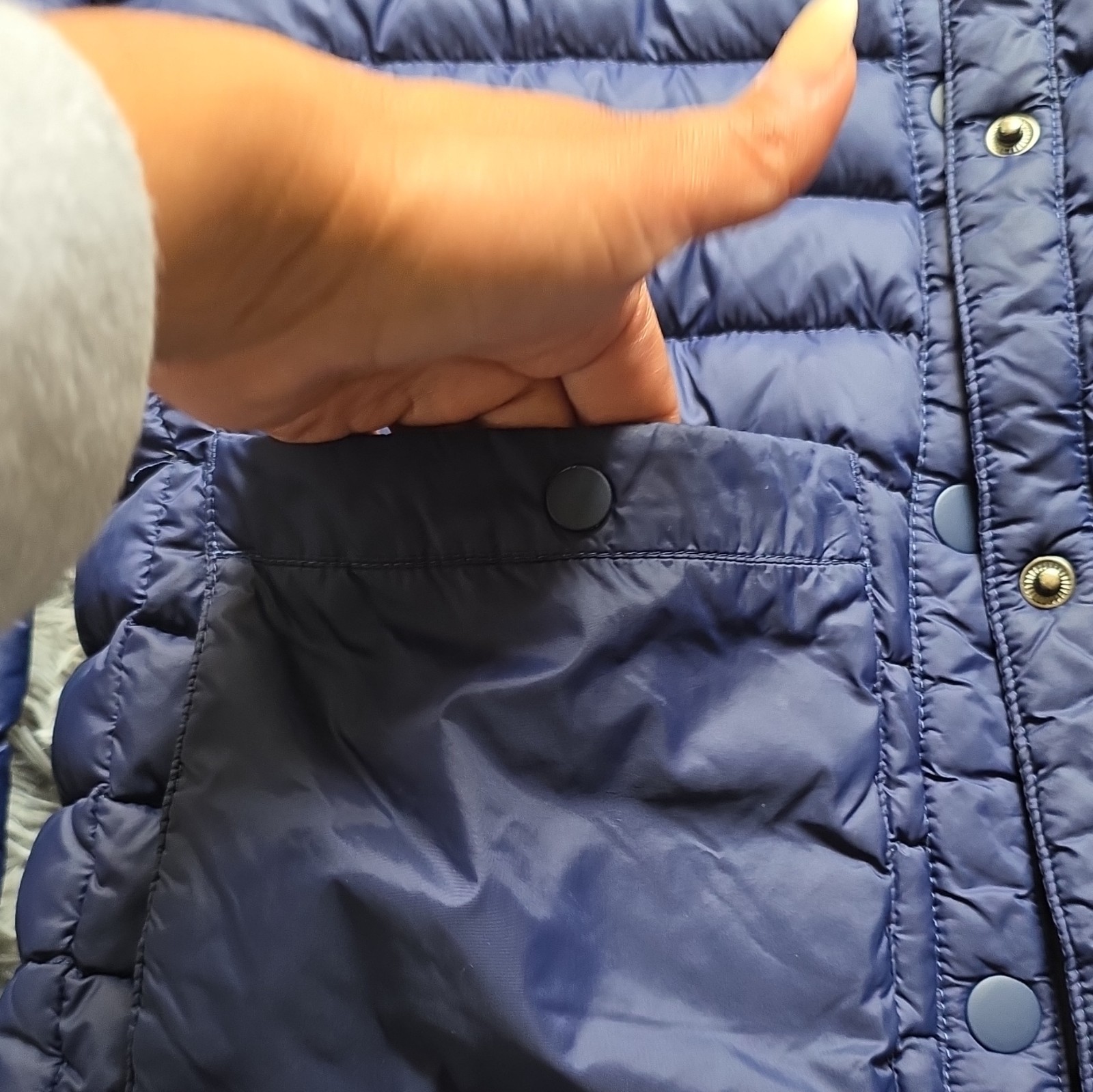 Lands’ End Quilted Puffer Jacket Women’s Navy Blue Snap Full Zip Outdoor – Small