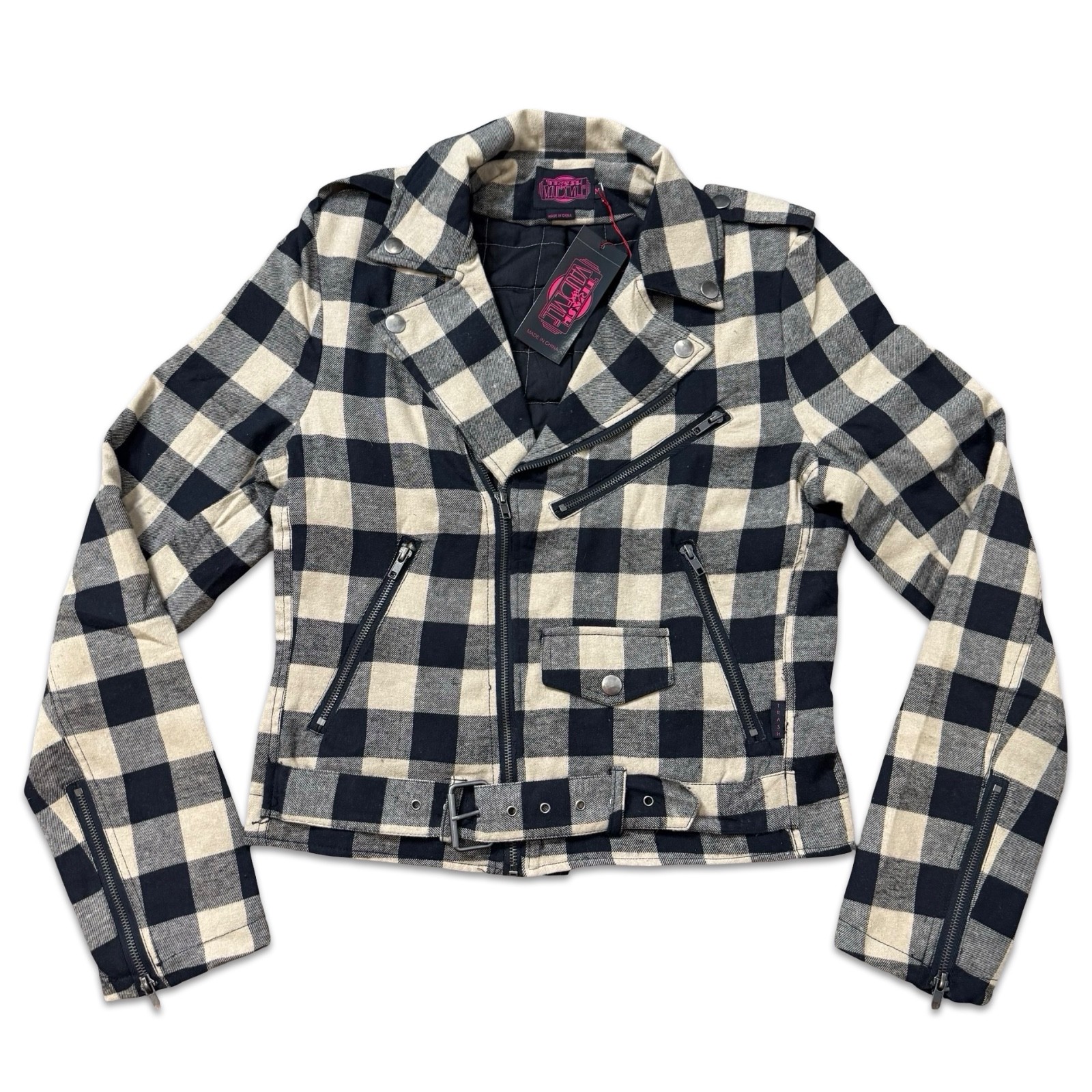 TRIPP FLANNEL GRUNGE ROCKABILLY MOTORCYCLE EMO ROCK MOTO BIKER PUNK COAT JACKET