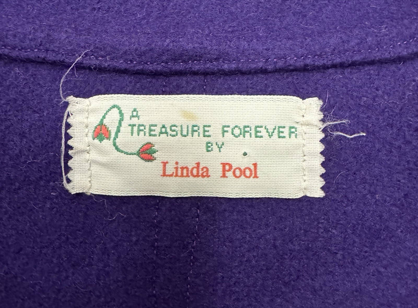 Unique vintage purple jacket with appliqués, A Treasure Forever by Linda Pool
