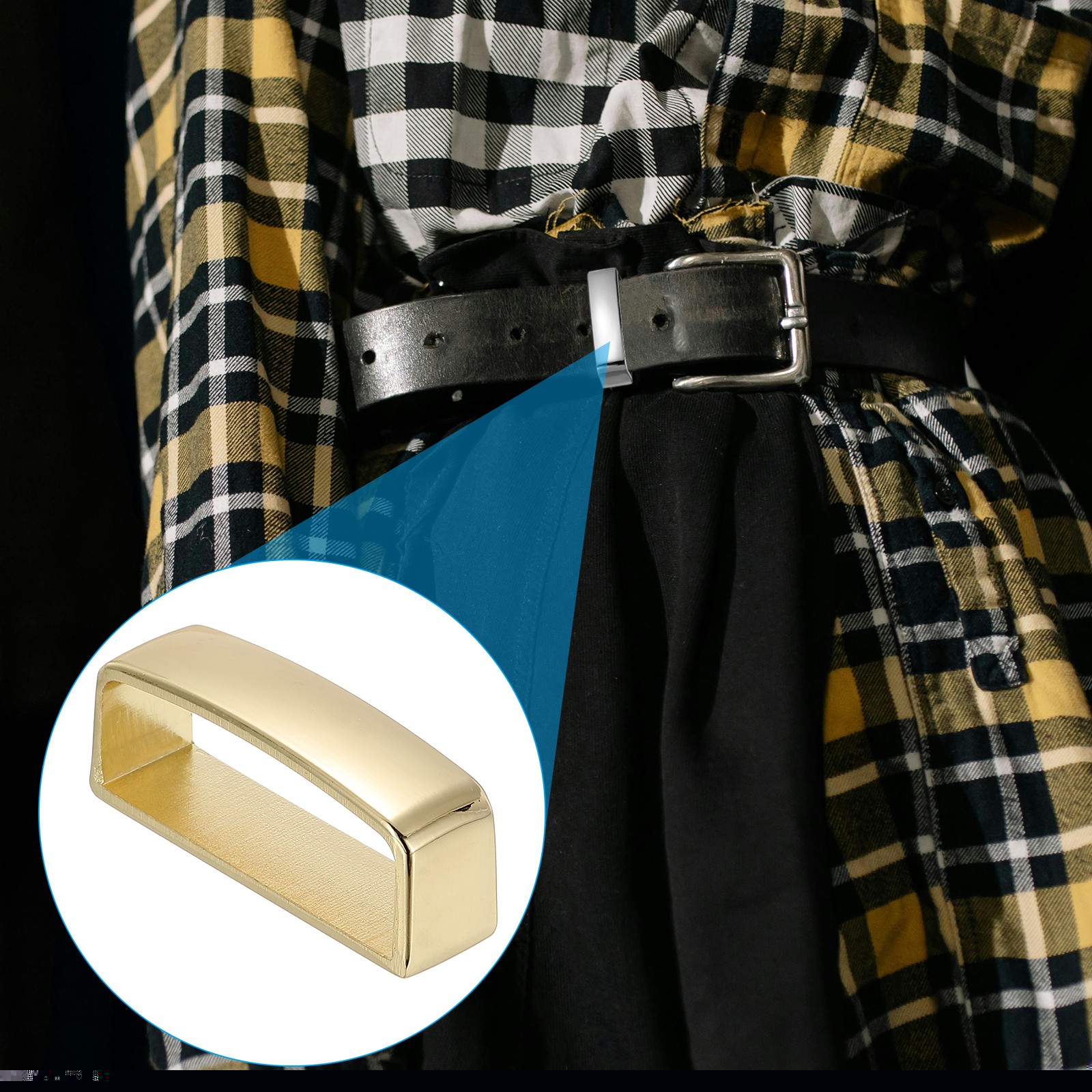 2Pcs 1 1/8 Inch 30mm Belt Loop Keepers Alloy Belt Men’s Buckle Gold Tone
