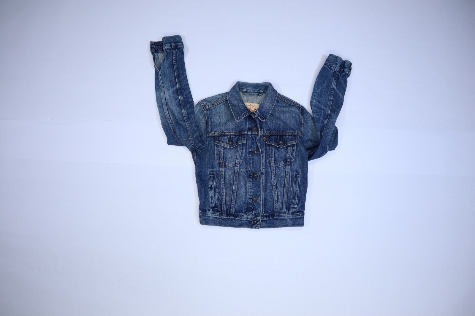 Levis Womens Stone Washed Button Front Blue Denim Trucker Jean Jacket Small