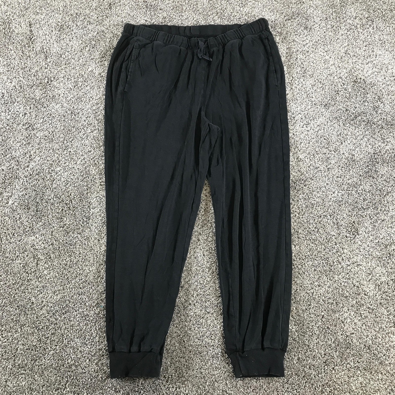 Eileen Fisher Jogger Pants Womens S/P Black Elastic Waist Pockets Organic Cotton