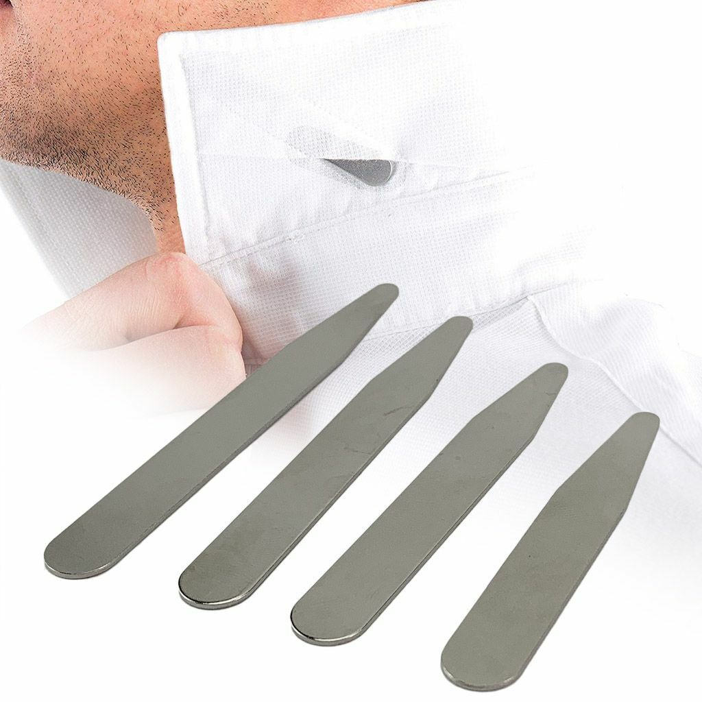 10 20 Metal Collar Stays Stiffeners & 10 Magnets for Men Shirts 4 Sizes with Box