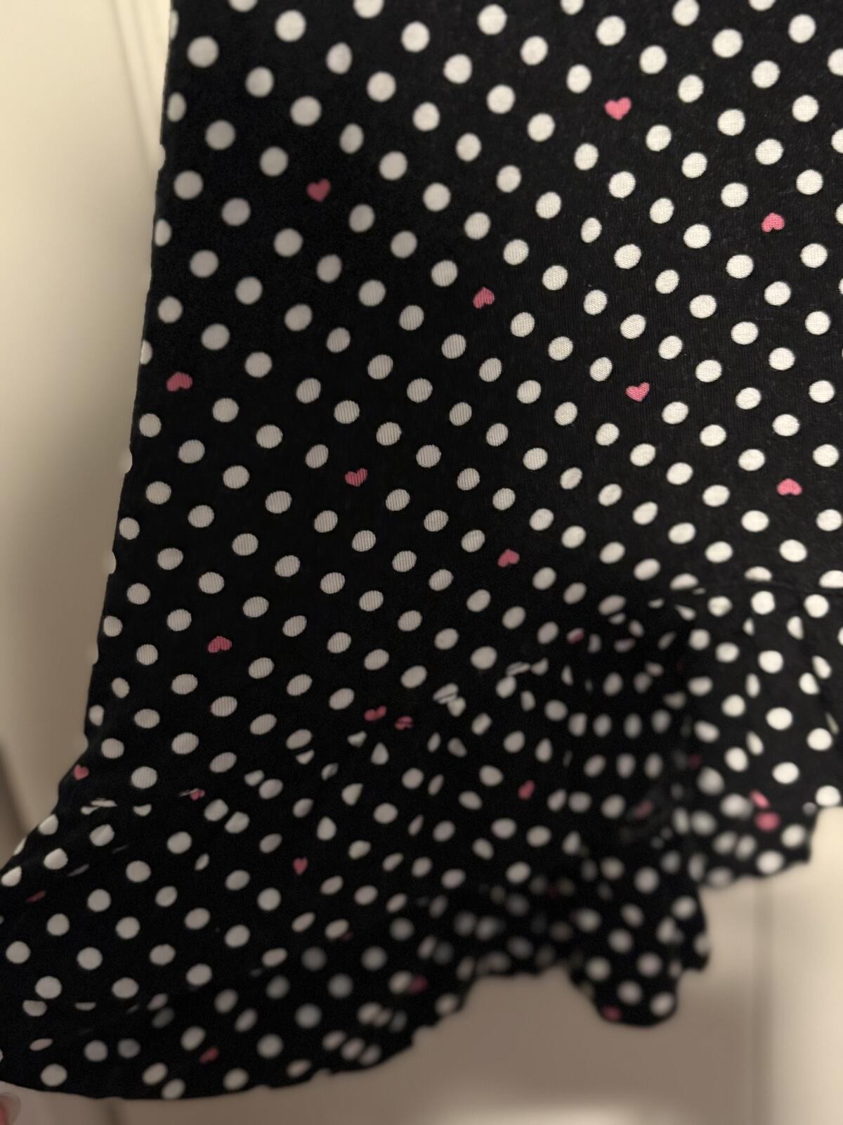 Betsey Johnson Polka Dot Lounge Dress Heart Print Lace Back Y2K Coquette Lounge