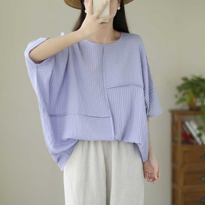 Plus Size Batwing Sleeve Top Women Figure Flattering Loose Fit Blouse