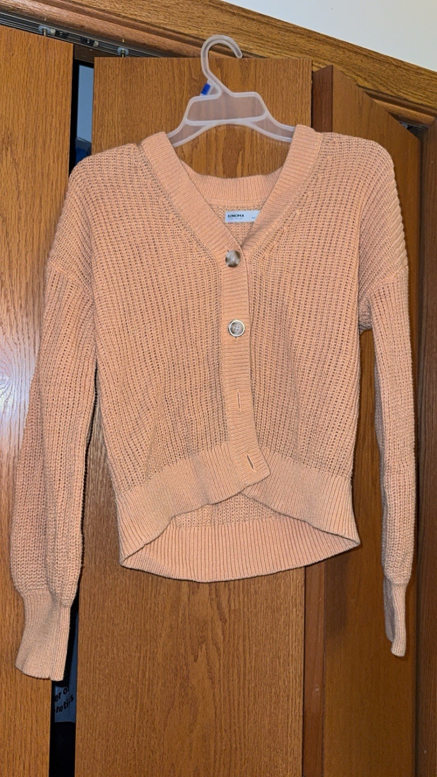 Sonoma Goods For Life Women’s Pink Knit V-Neck Button Cardigan Sweater M