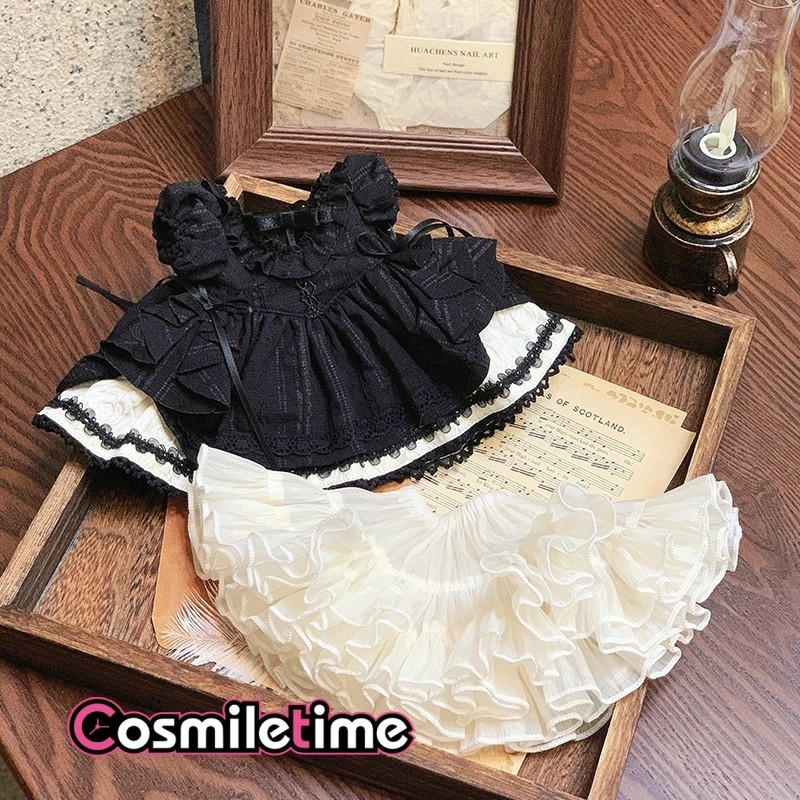Black Dress Fit 20cm 30cm Plush Doll Puffy Skirt Dress Top Hat Cosplay Gift YZ