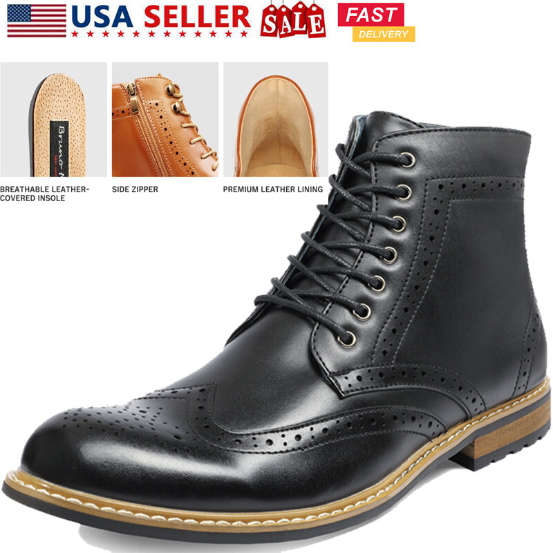 Men’s Formal Modern Classic Lace Up Leather Oxford Dress Ankle Boots Size 6.5-15