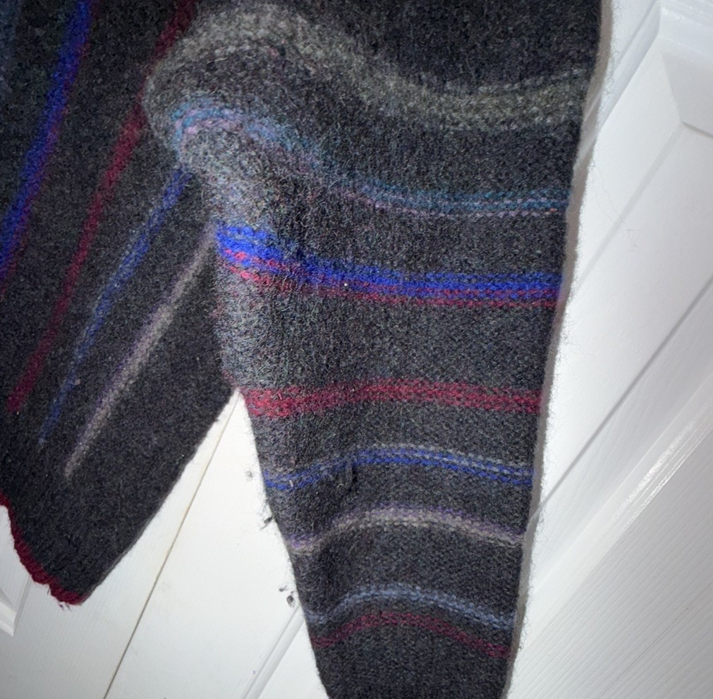 Vintage Boston Traders Knit Sweater Mens Large Wool Crewneck 90s Black + Stripes