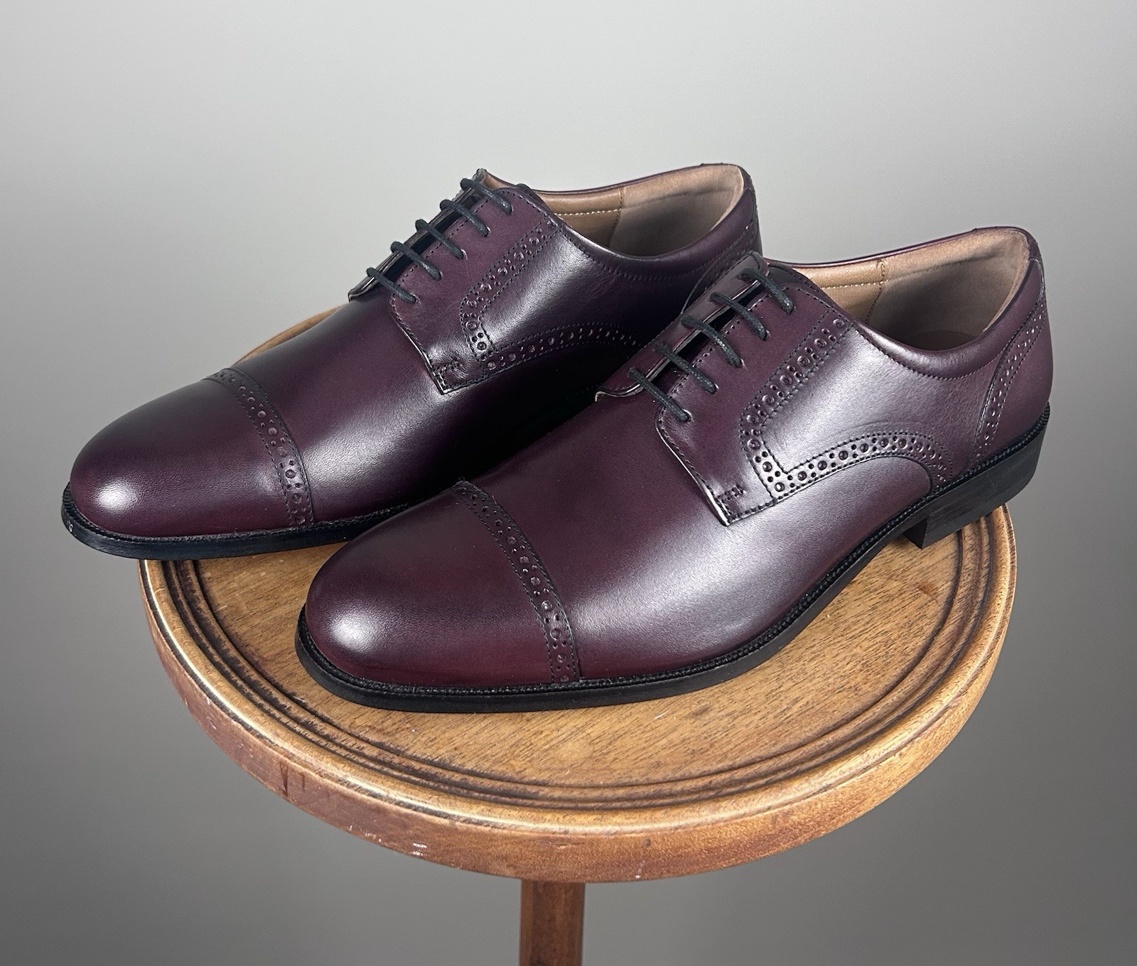 New Johnston & Murphy 11M Oxblood Burgundy Cap Toe Oxford Dress Shoes, Leather