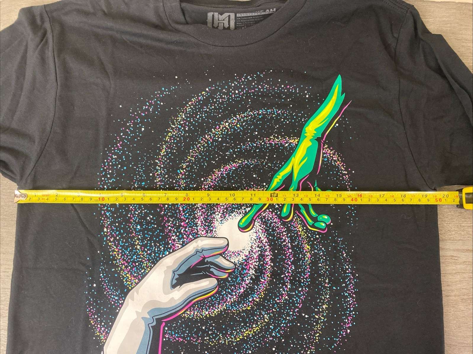 Into The AM Graphic Black Tee Mens Size Medium Hand Touchin Alien Astronaut NWOT