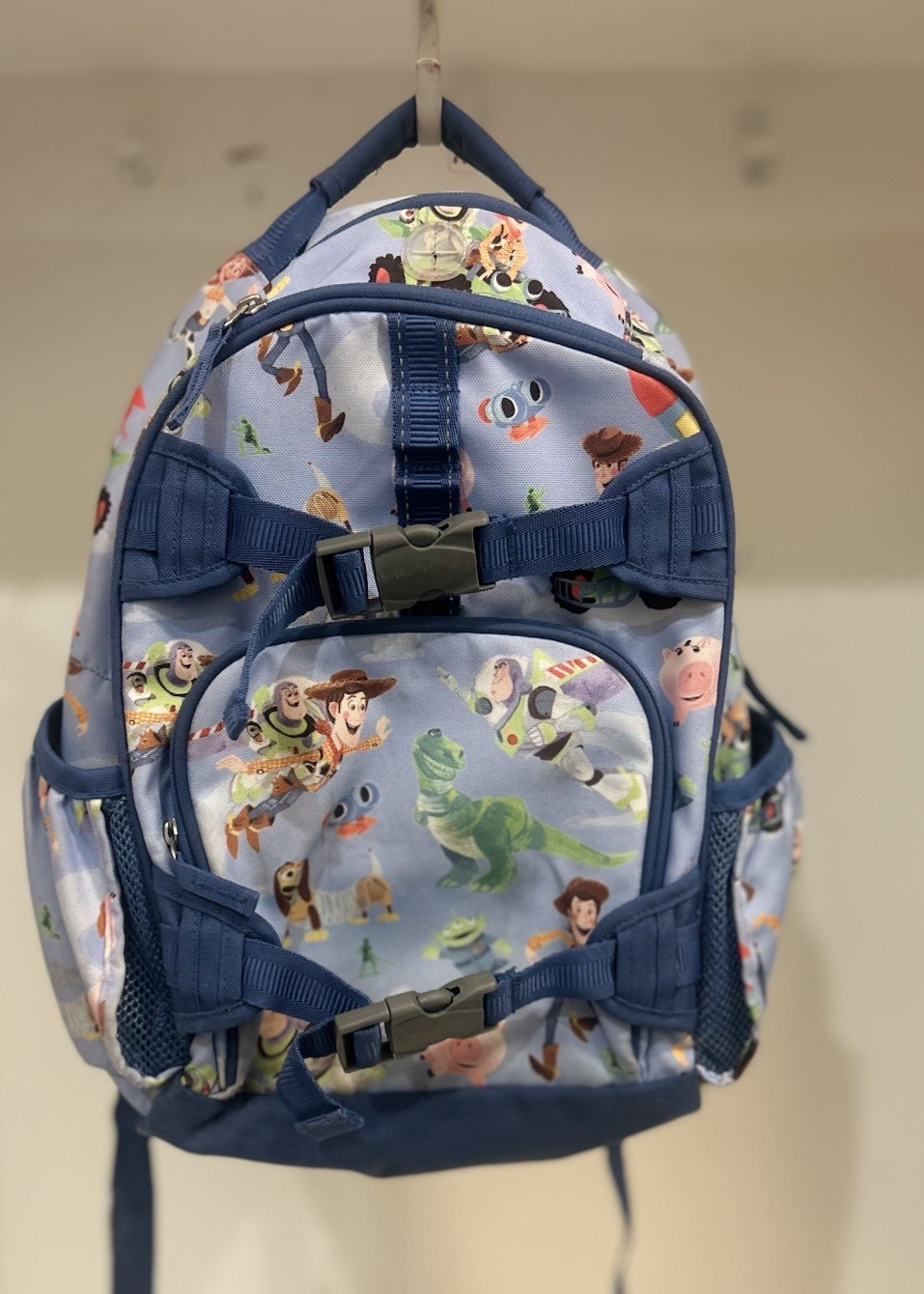 Toy Story Character Print Small Light Blue Polyester Kids Backpack Zip