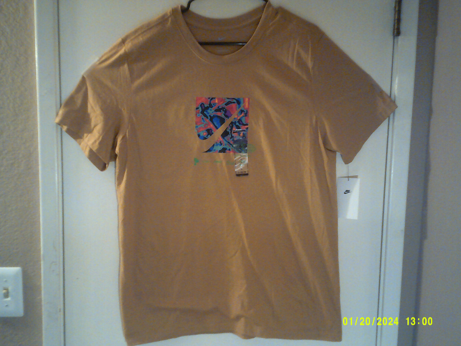 NEW NIKE TRAINING “Heat Map Tee” MEN’S MUSTARD MULTI-COLOR T -SHIRT L BV1997-74P