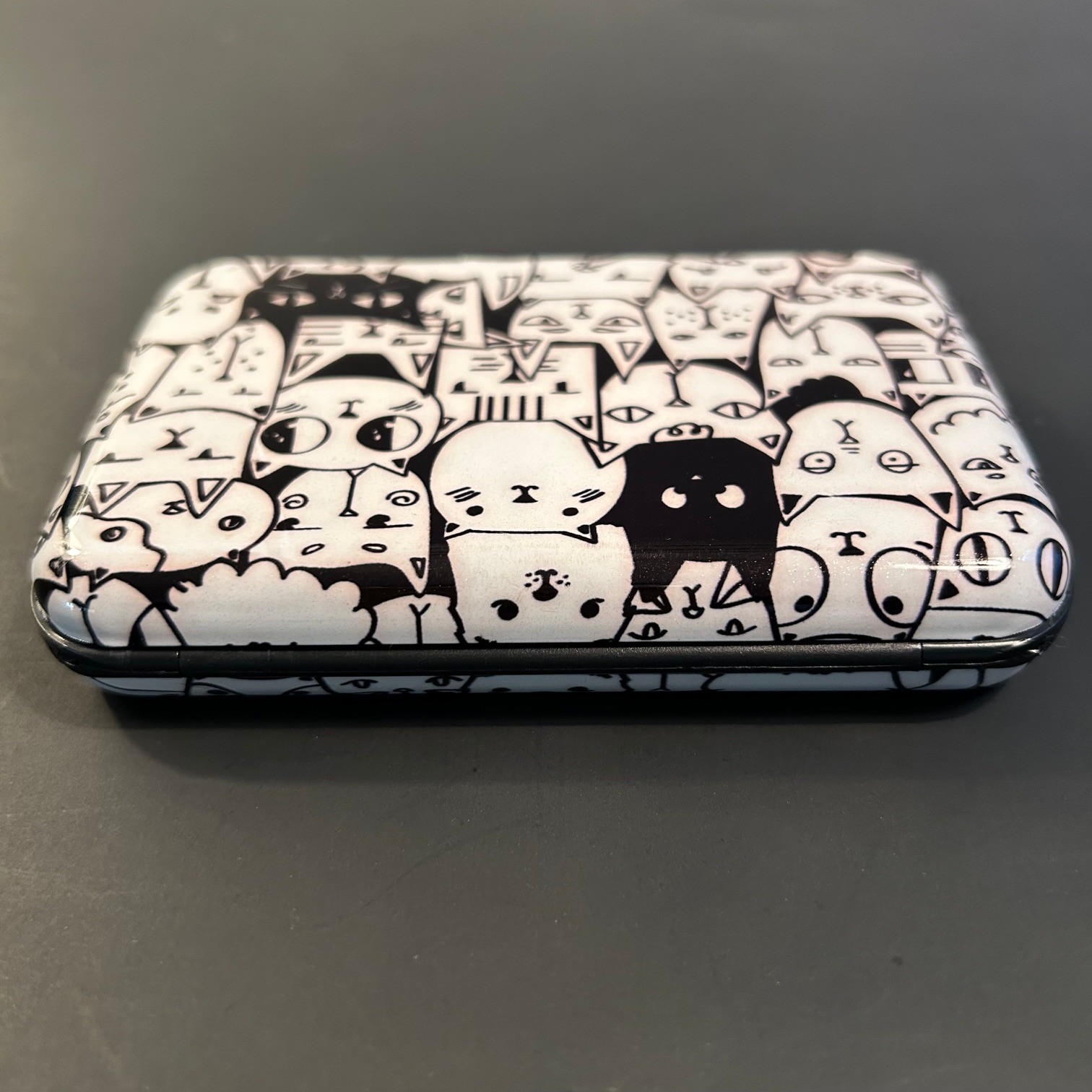 Mini Compact Wallet Black/White Cats Credit Cards Business Card Slotted Holder