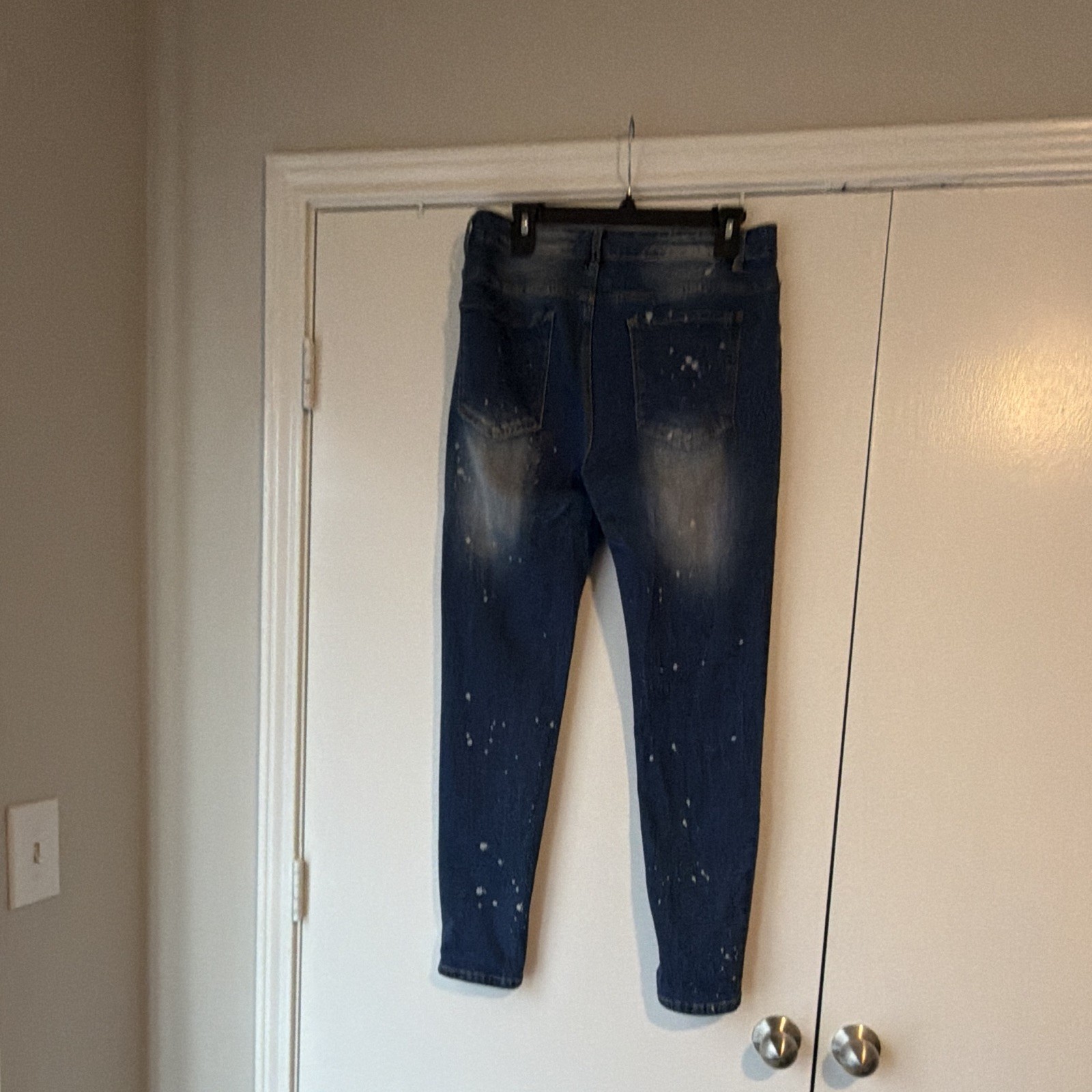 SHEIN Plus Size 34 Blue Distressed Skinny Denim Jeans Solid 5-Pocket