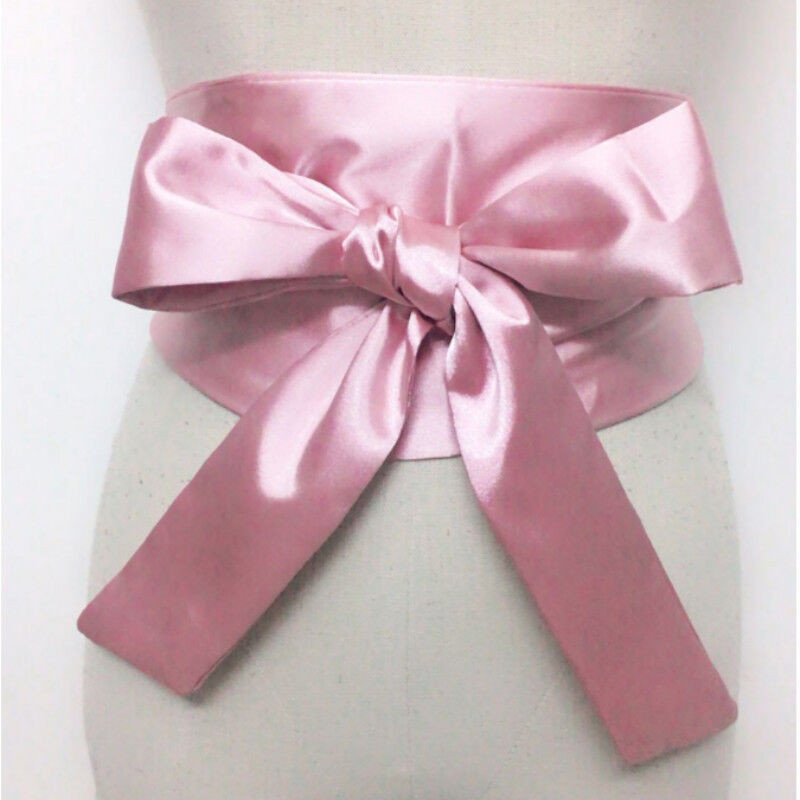 Hot Women Waistband Satin Bowknot High Waist Corset Belt Wide Sash Ribbon Tie Dr
