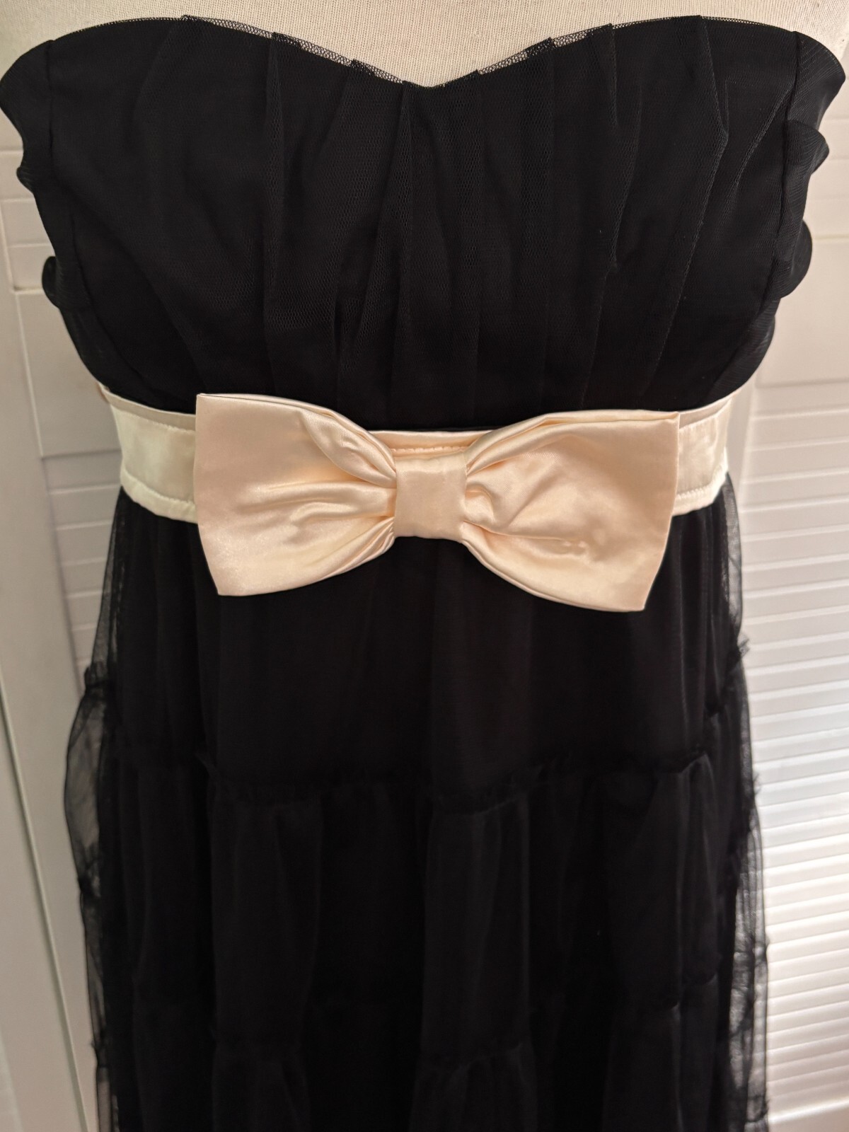 SELECT Strapless Lace Evening Cocktail Party Prom Mini Dress w/ Cream Bow UK 14