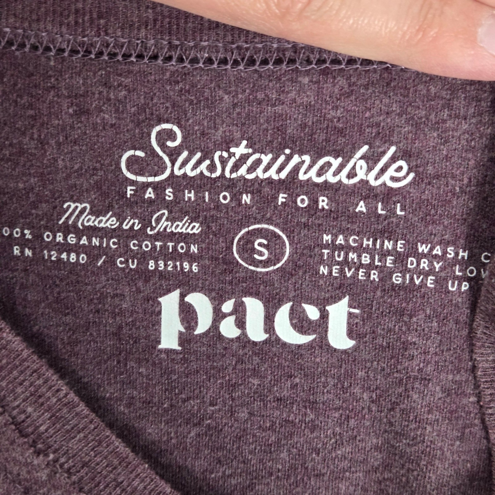 Pact Women Small Oversize High Low Long Sleeve Top Mauve Organic Cotton