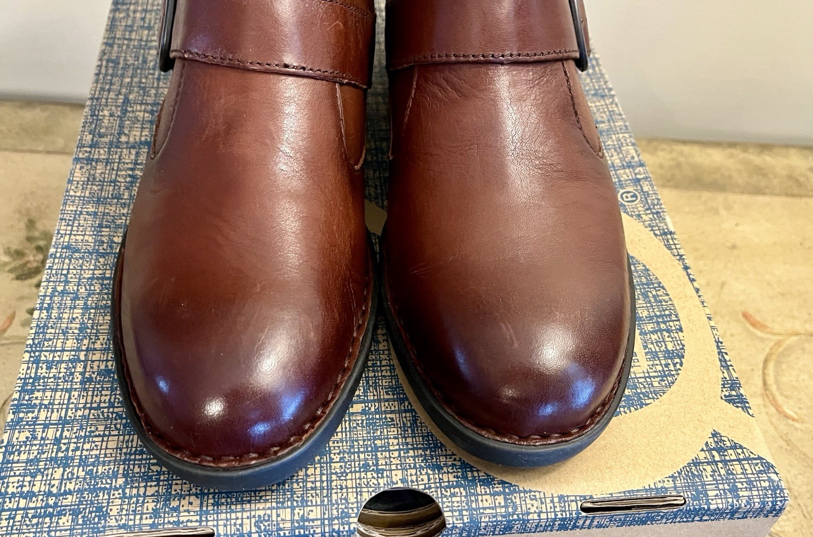 Born Boots Woman’s 9.5M Regis Ankle Bootie Cognac Brown Leather Moto Western NWT