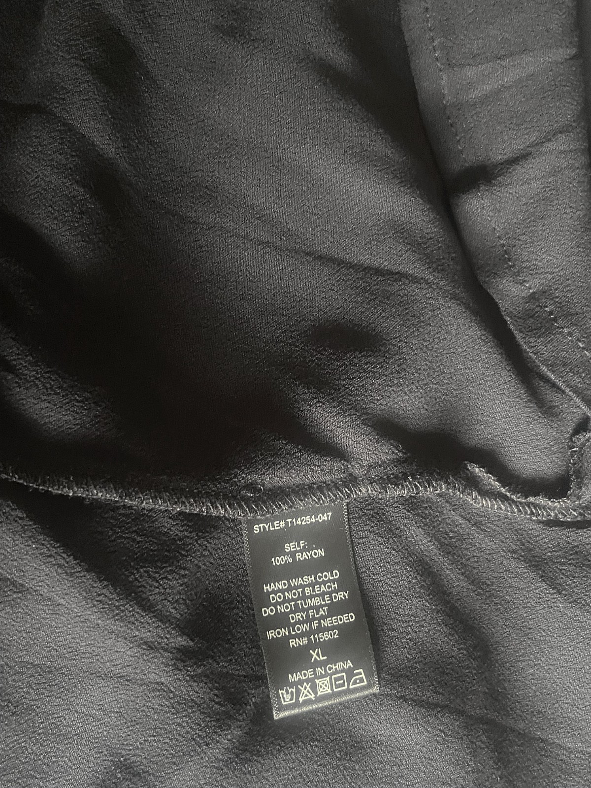 LUSH Black Collared V-Neck Blouse 100% Rayon High Low Back Button Shirt – XL/2XL