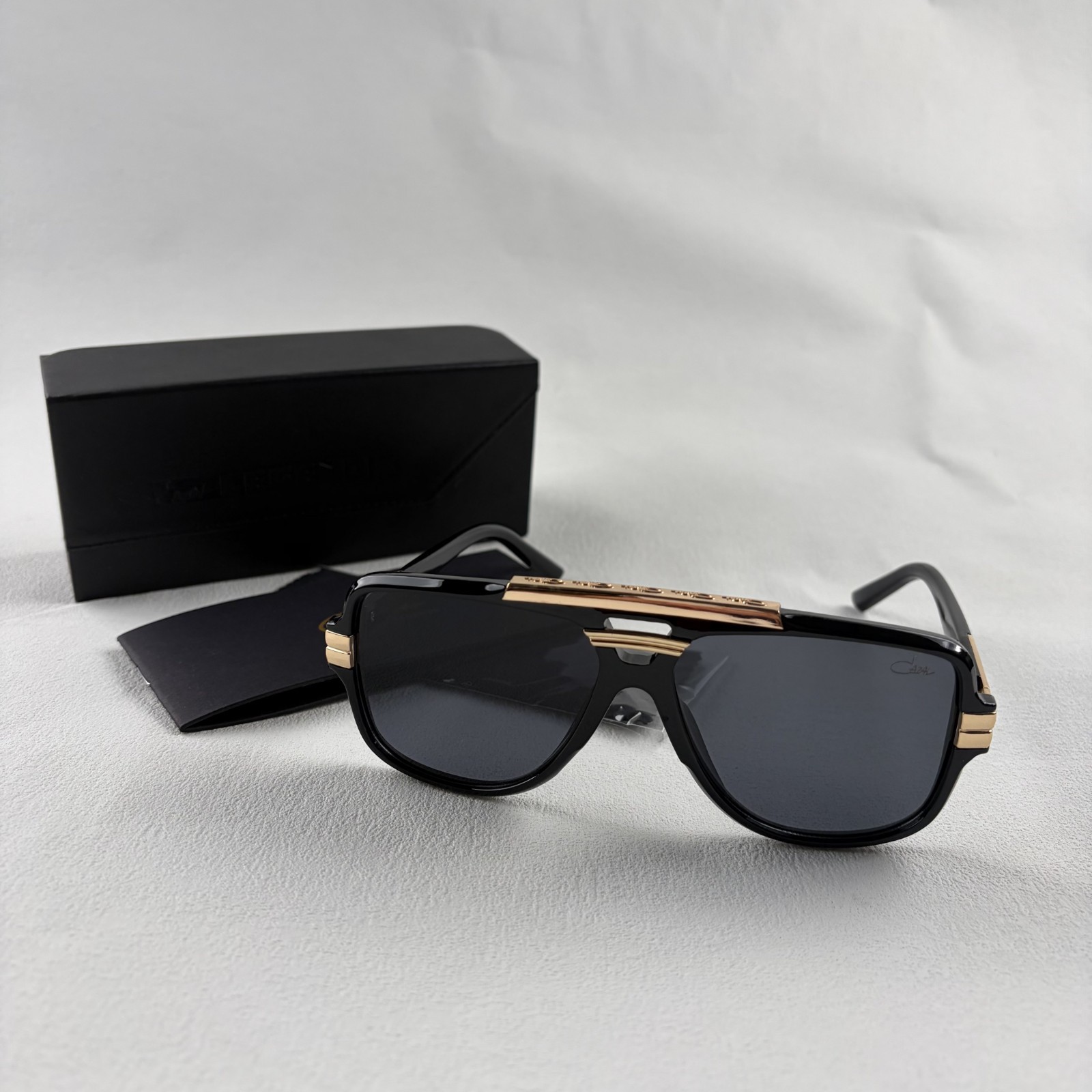 Cazal Black Gold Sunglasses Iconic Frame Classic Black Lens Included Box