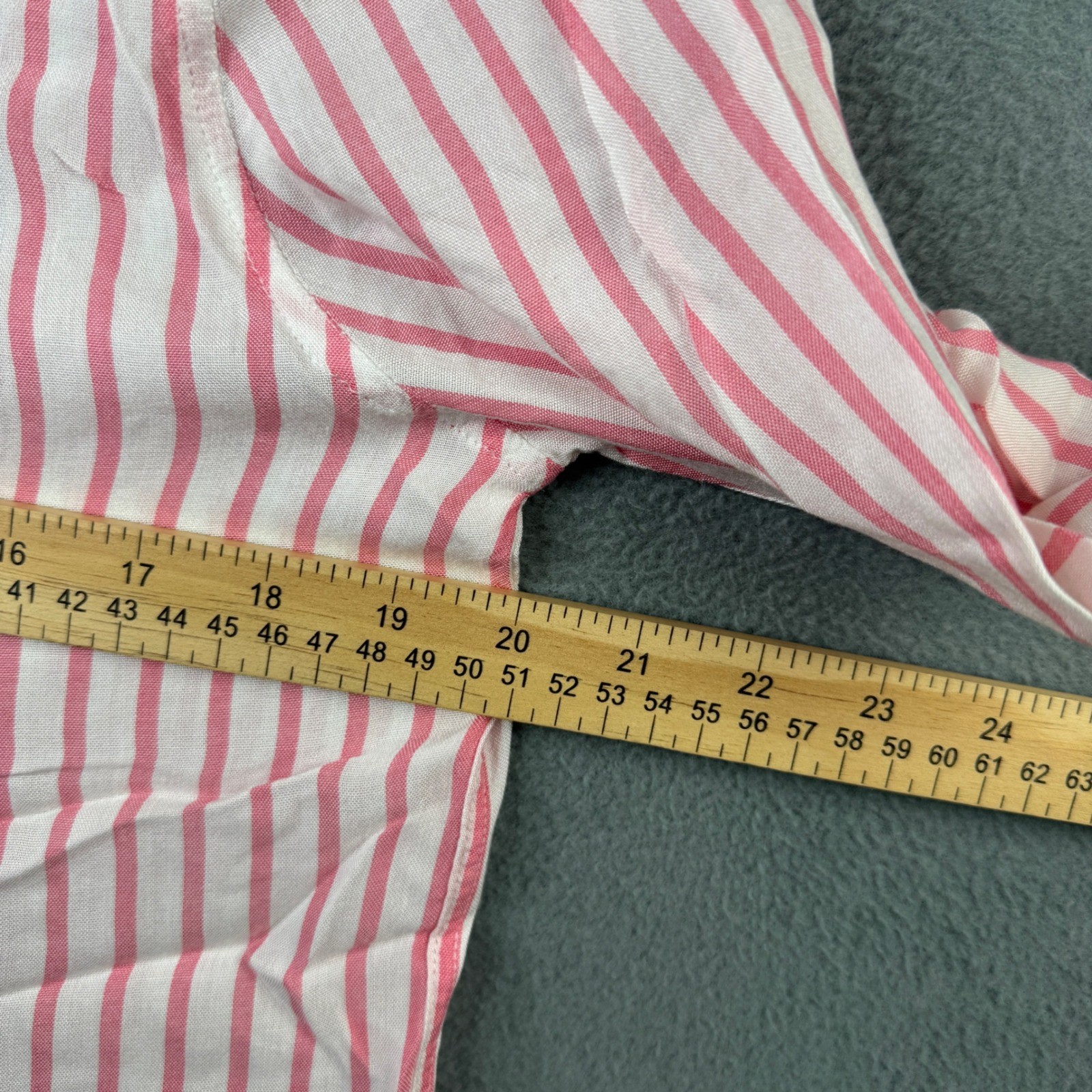 Grant & Grace The St. Tropez Pink White Striped Rayon Button Up Shirt XS Light