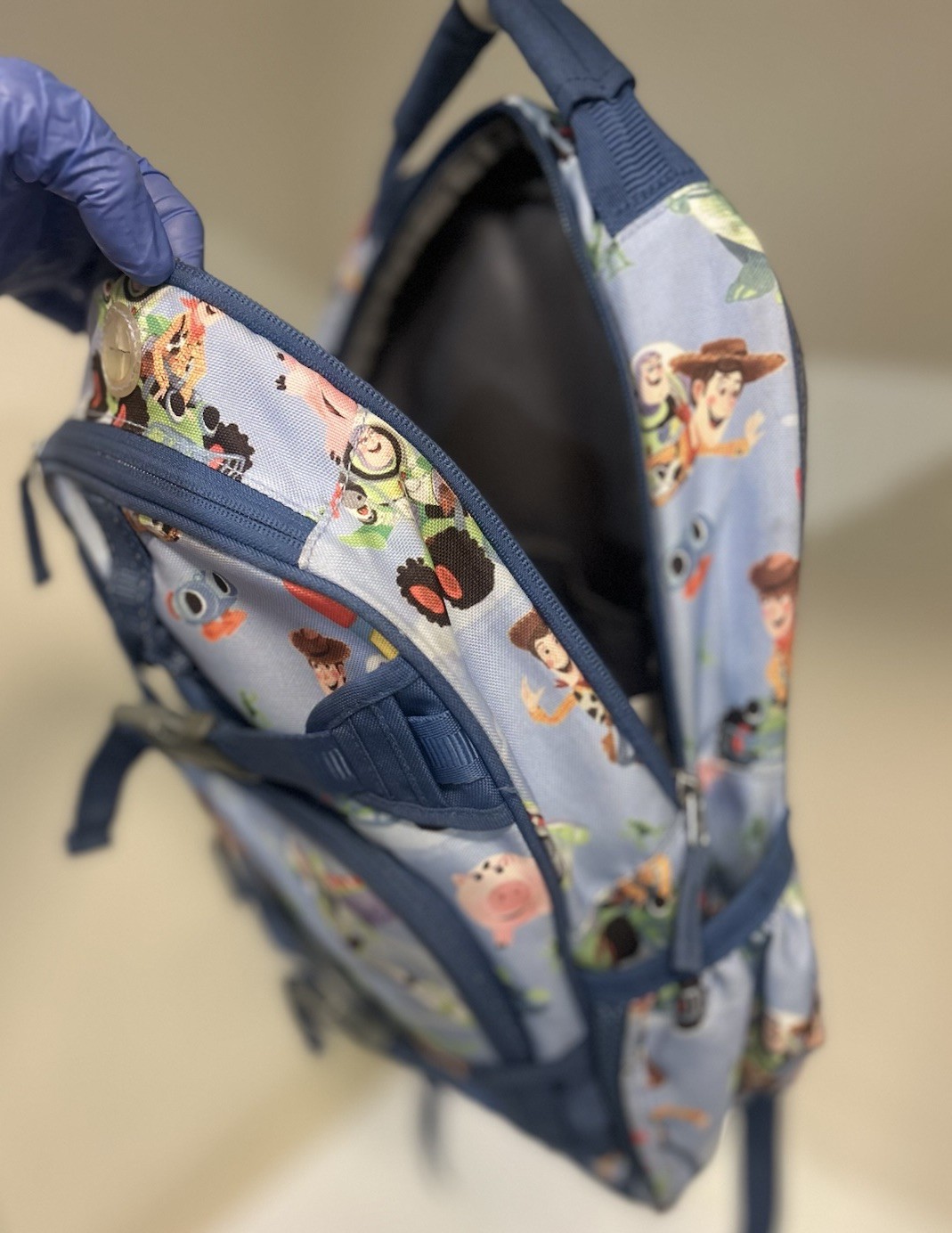Toy Story Character Print Small Light Blue Polyester Kids Backpack Zip