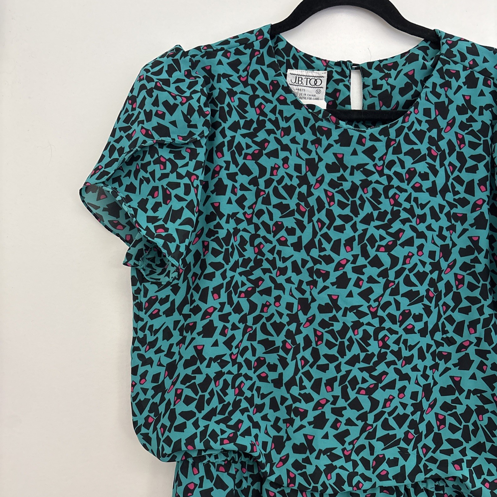 Vtg 80s 90s Teal Abstract Secretary Dress – 12