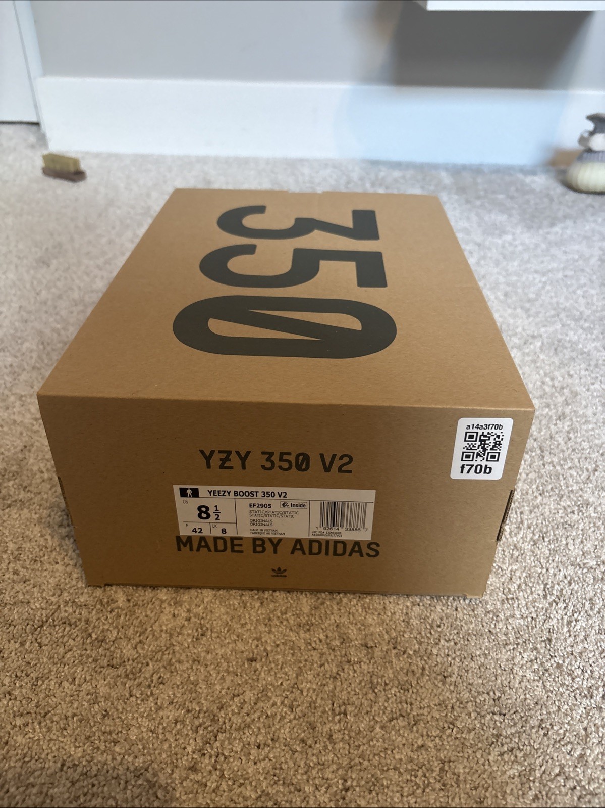 adidas Yeezy Boost 350 V2 Static Reflective EF2367 White/Grey Size 8.5 With Box