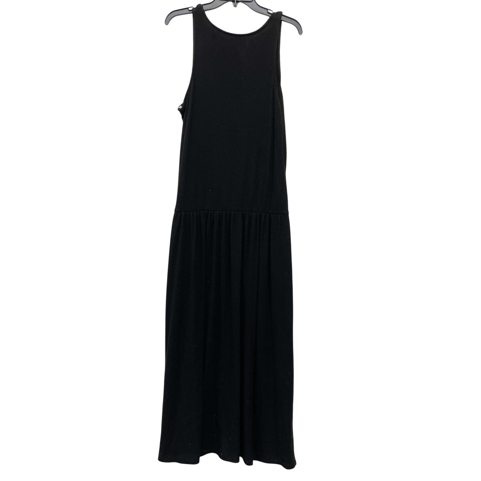 Universal Thread Women’s Ribbed Drop Waist Knit Midi Slip Dress Black Size XL