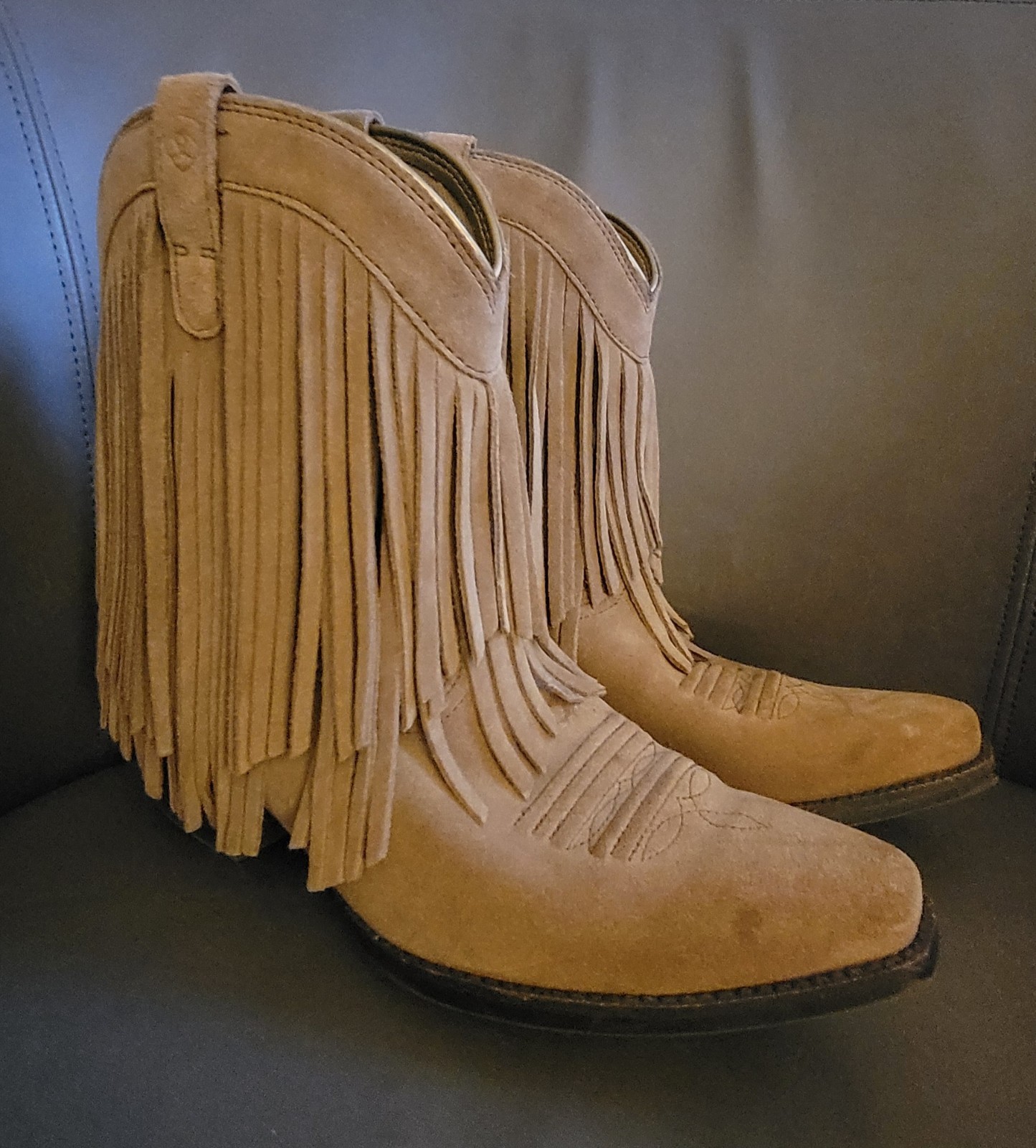 *So Fun* Ariat Womens Western Brown Suede Leather Fringe Ankle Short Boots 4.5