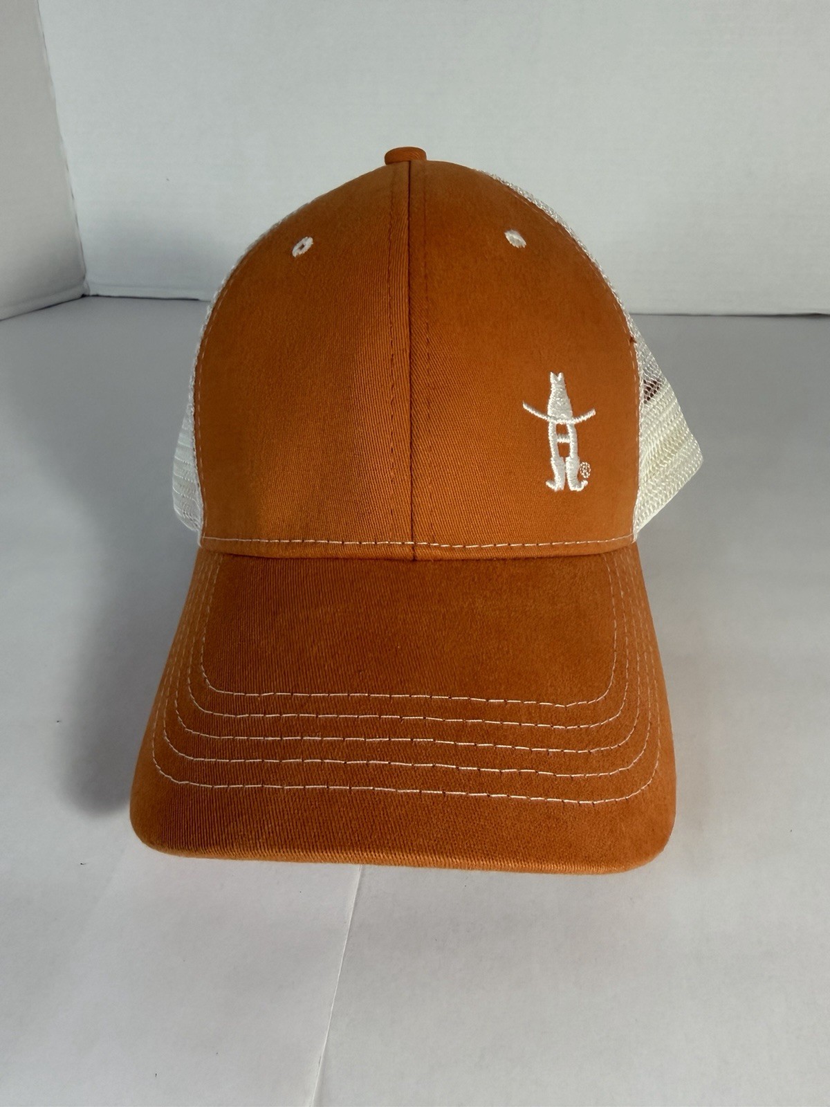 Hollister Men’s Orange White Trucker Hat Mesh Back Adjustable One Size