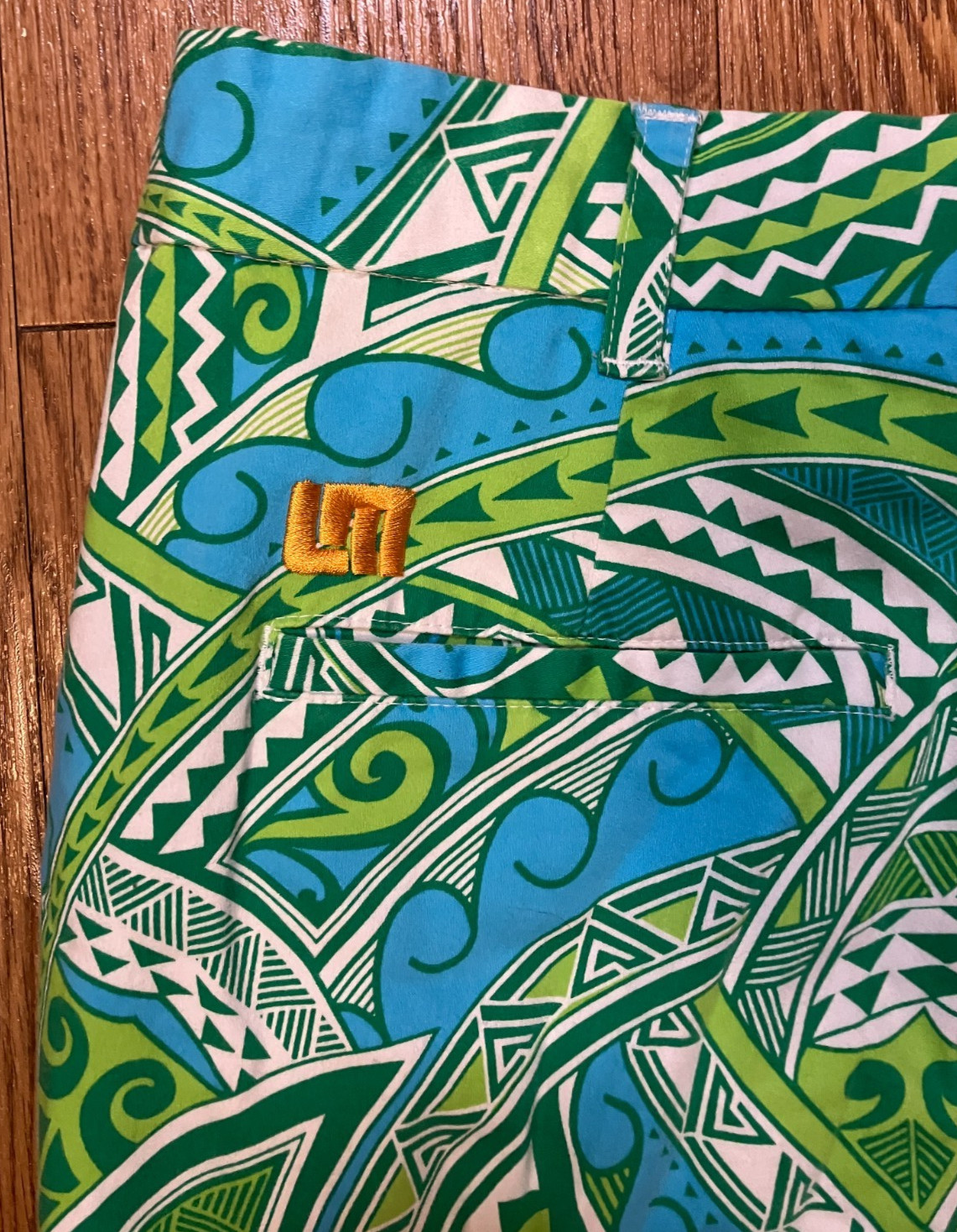 Loudmouth Golf Lounge Lizard Blue Heritage Shorts Mens 36 Retro 80s Style Tribal