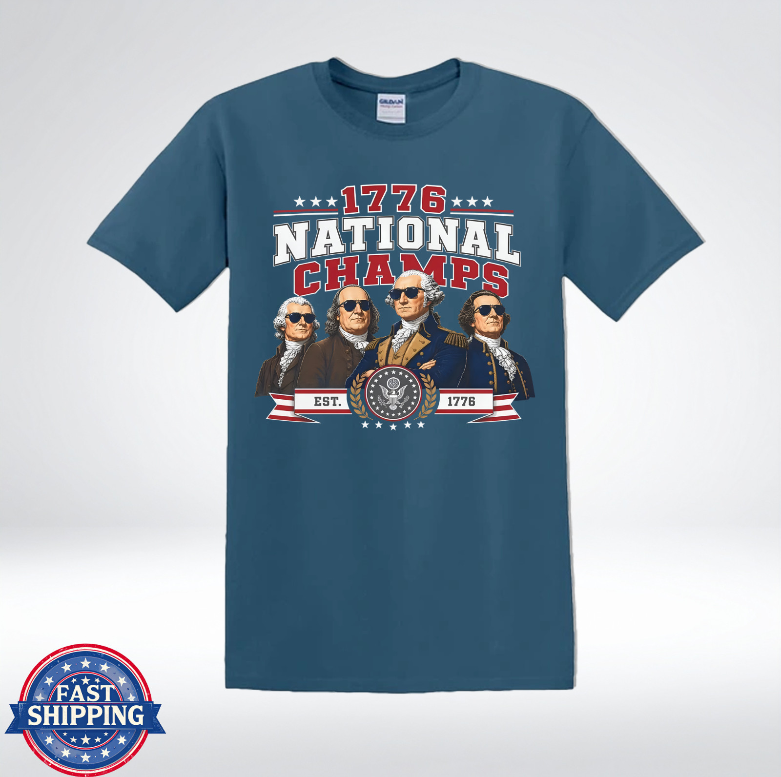 1776 National Champs Funny Patriotic Founding Fathers Retro T-Shirt