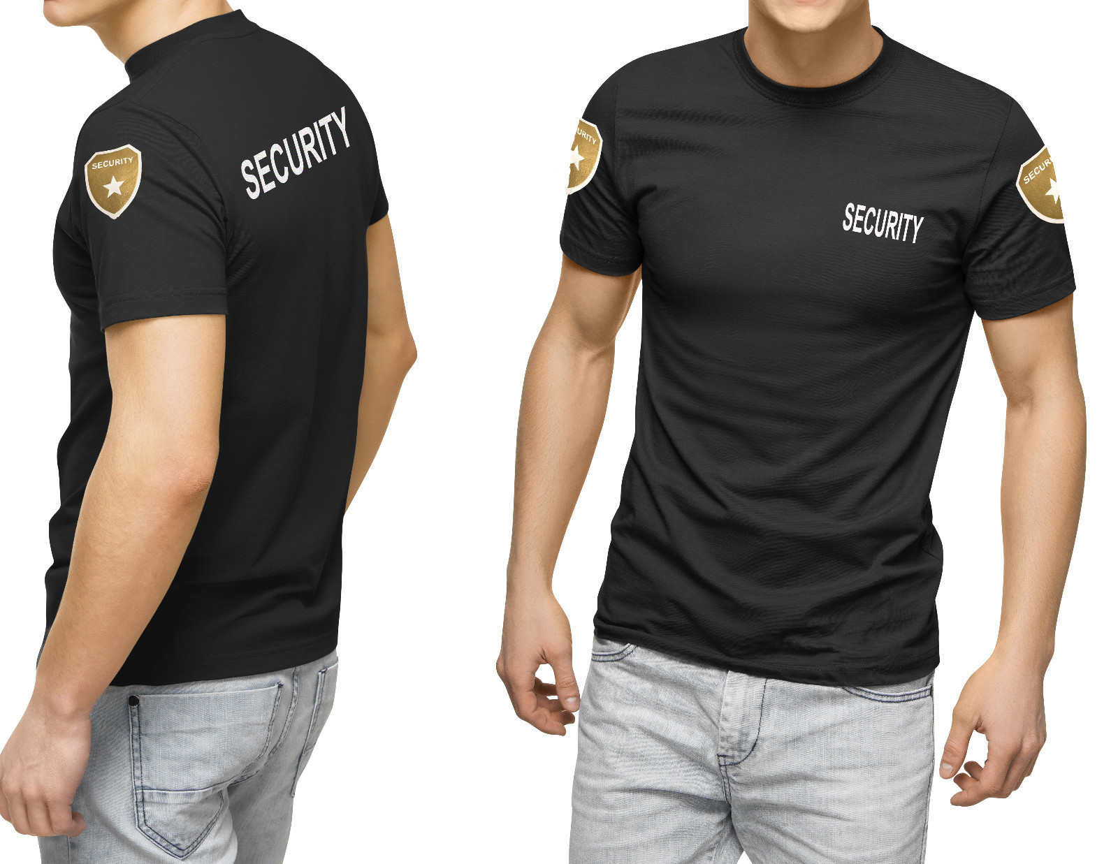 Security T Shirt Event Staff Office Double Sided Badge Front/Back