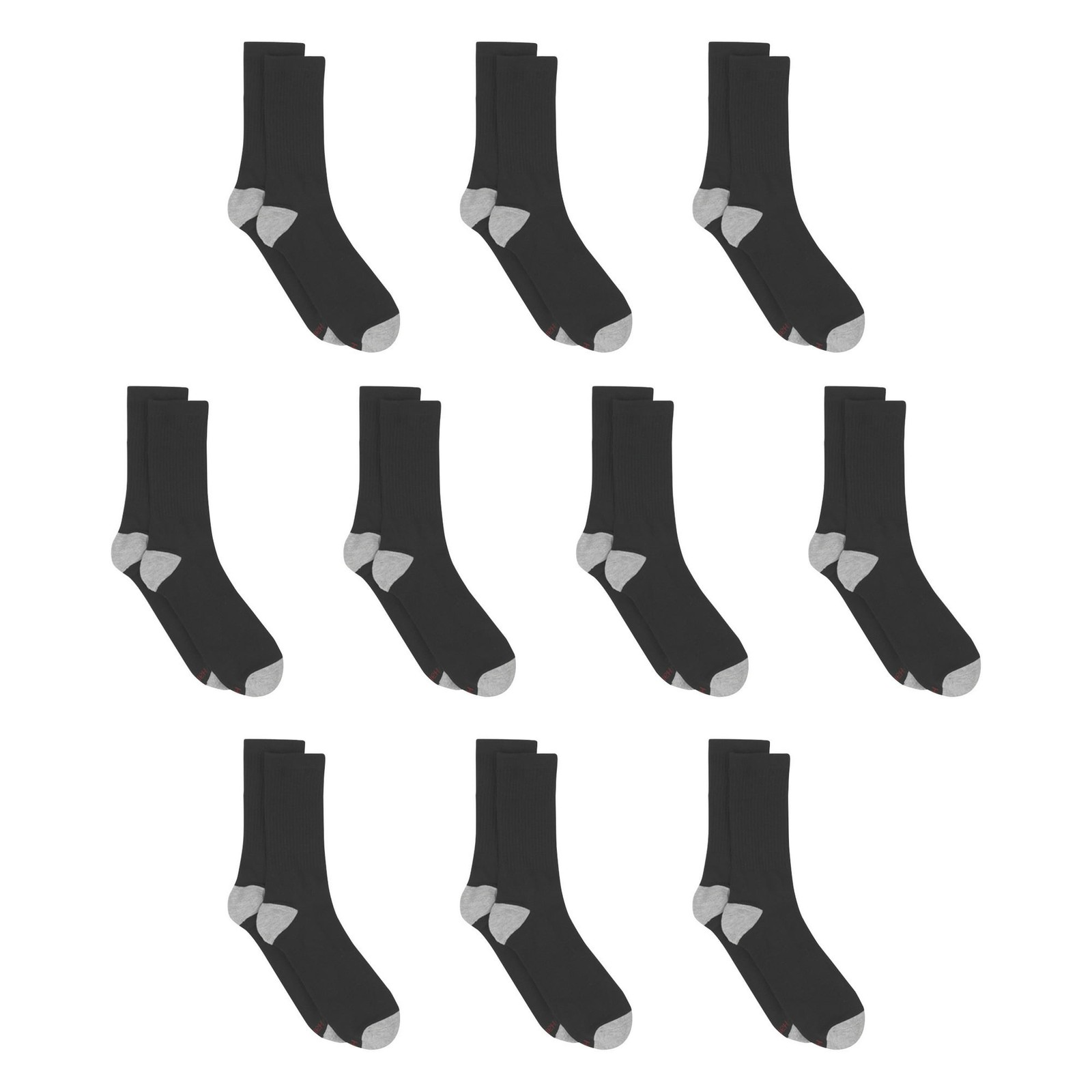 Hanes Men’s Lightweight Comfort Super Value Crew Socks, 20-Pack, Black Size 6-12