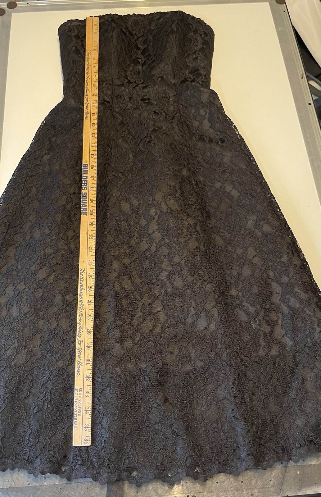 Mori Lee Black Lace Strapless Tea Ballerina Dress Gown Party Size 5/6 Goth Rock