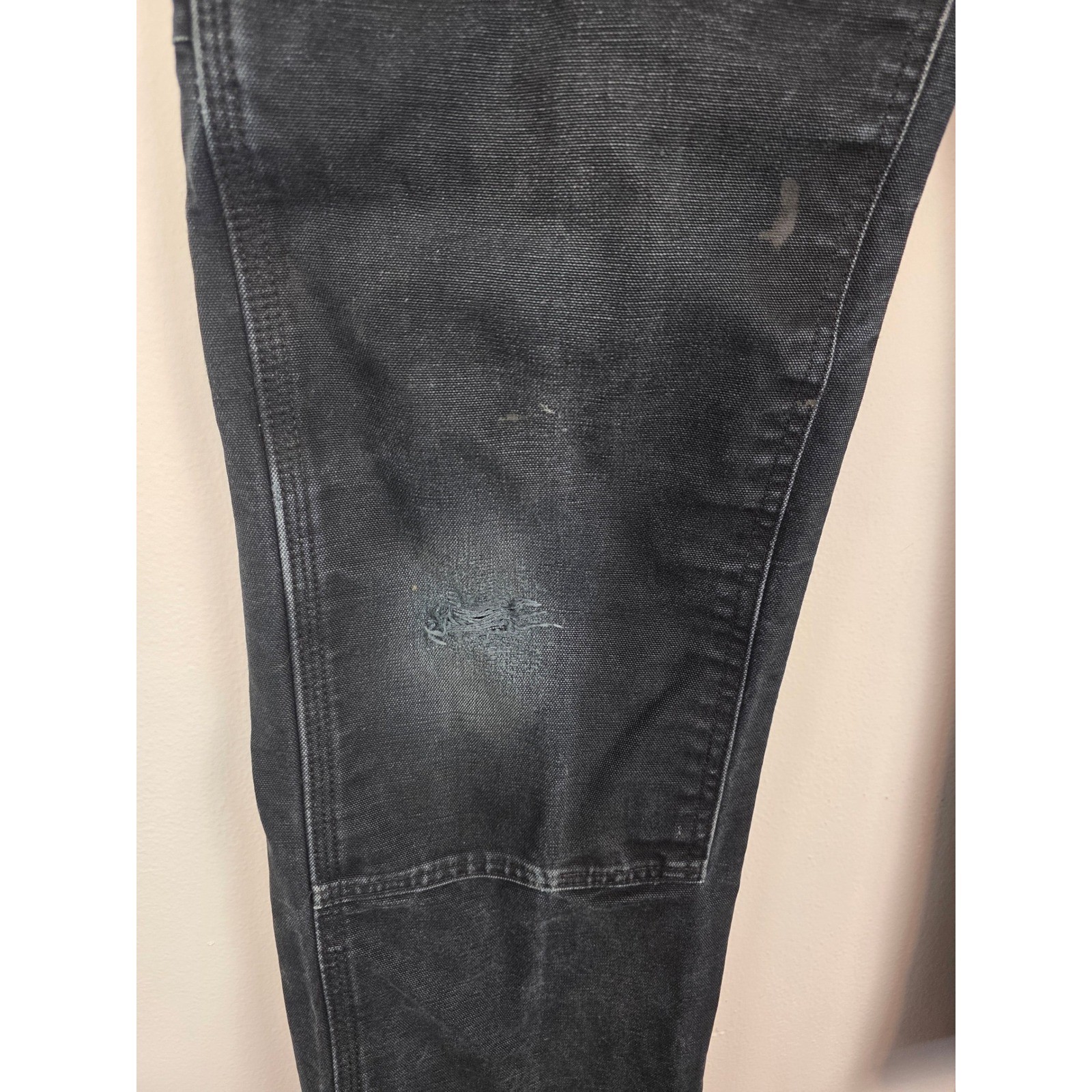 Carhartt B01BLK Double Knee Work Pants Men 32×30 Black Faded Made USA Distressed